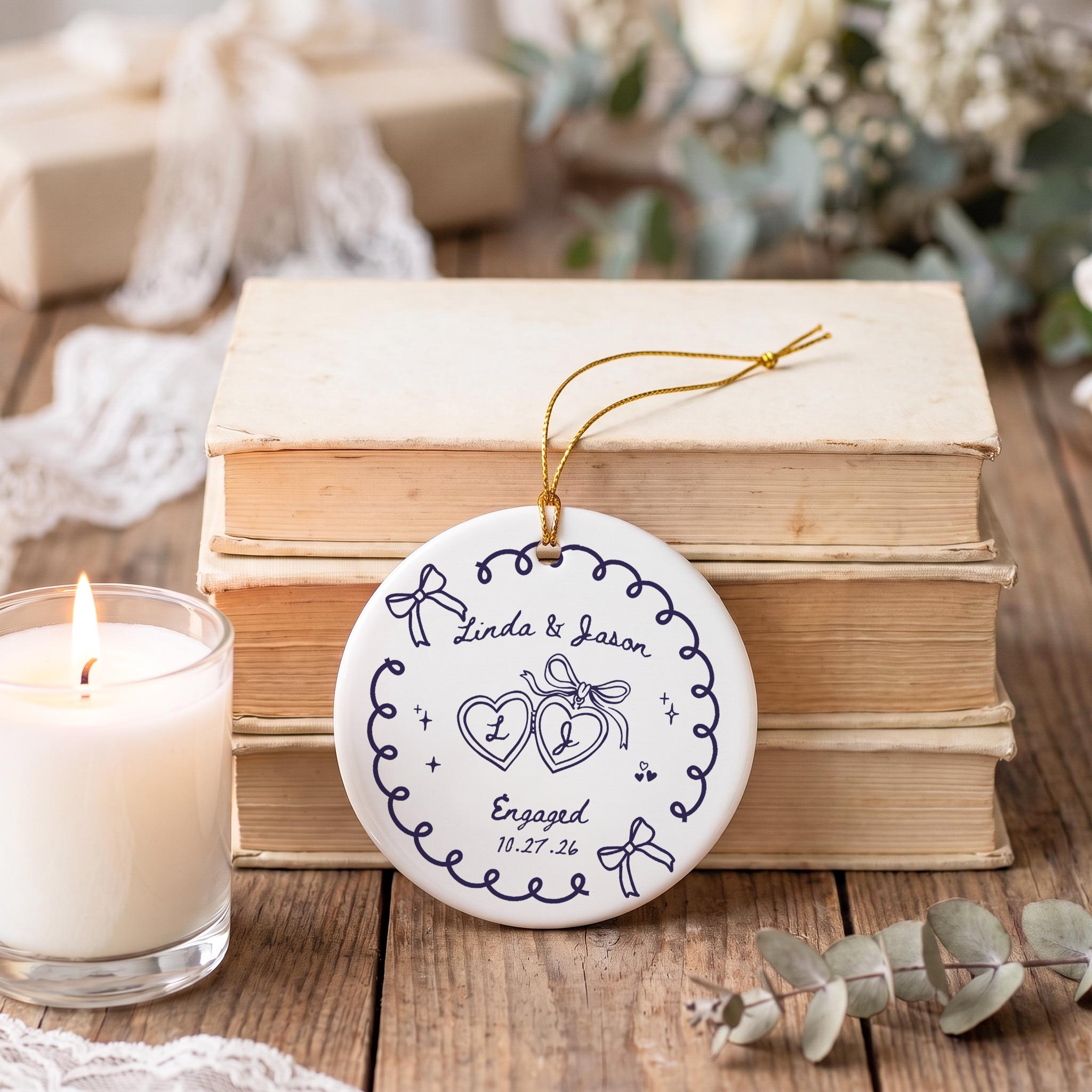 Personalized Engagement Ornament, Custom Couple Keepsake with Names and Date 4 - MeasureMason Personalized Engagement Ornament, Custom Couple Keepsake with Names and Date 4