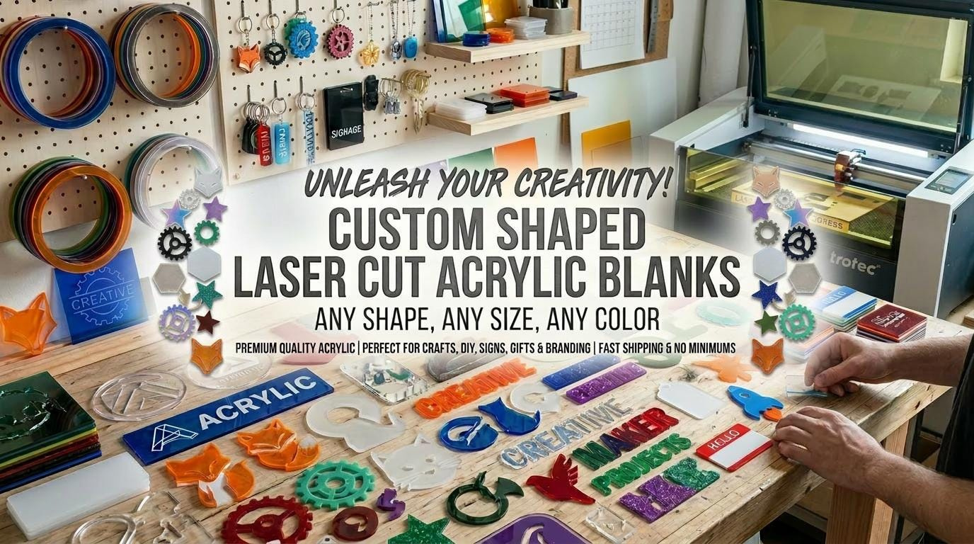 Custom Shape Acrylic Blanks for Keychains, Badge Reels, Bag Charms, Resin and Vinyl Crafts