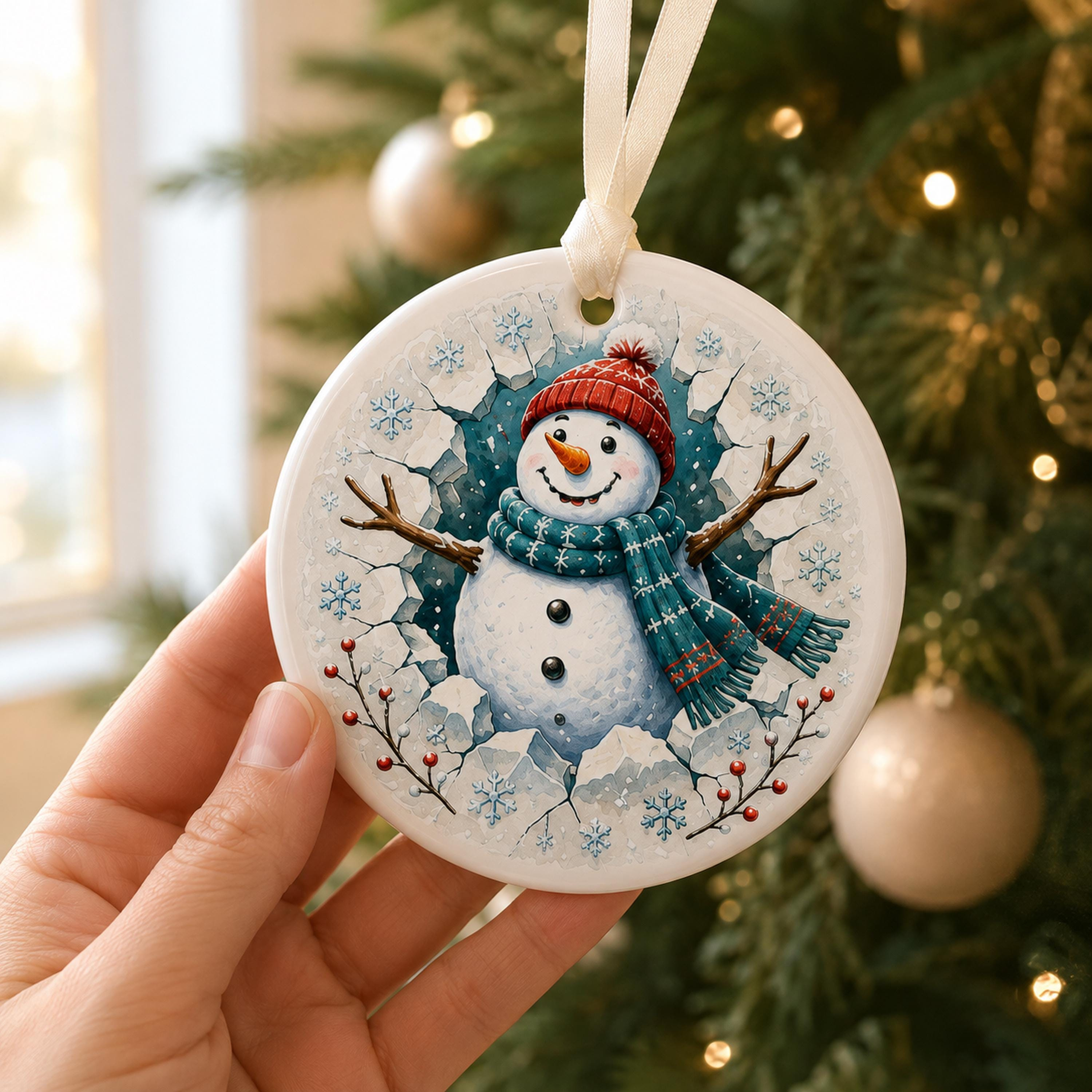 Two Sided Ceramic Christmas Ornament, Cute Holiday Character Keepsake 2 - MeasureMason Two Sided Ceramic Christmas Ornament, Cute Holiday Character Keepsake 2