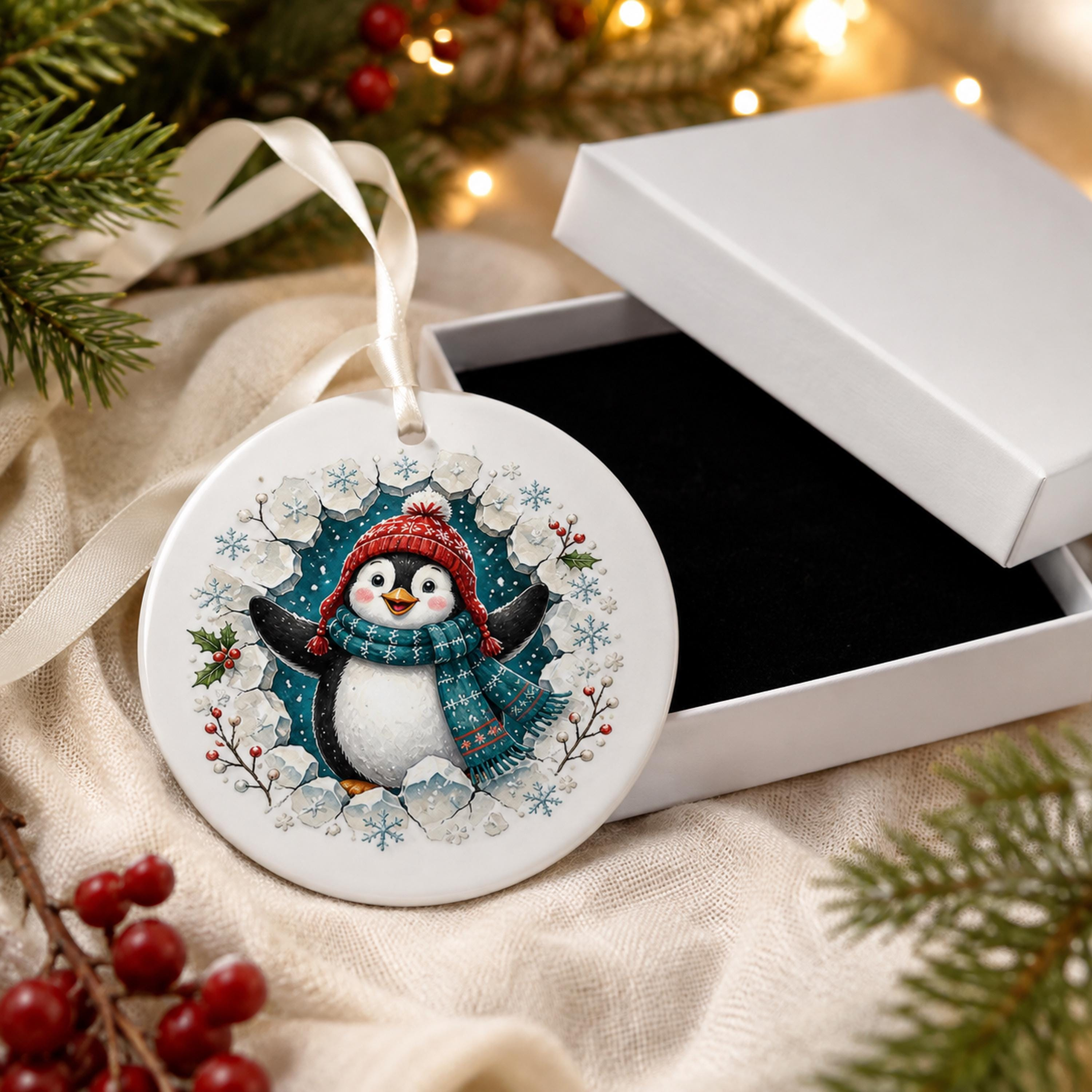 Two Sided Ceramic Christmas Ornament, Cute Holiday Character Keepsake 3 - MeasureMason Two Sided Ceramic Christmas Ornament, Cute Holiday Character Keepsake 3