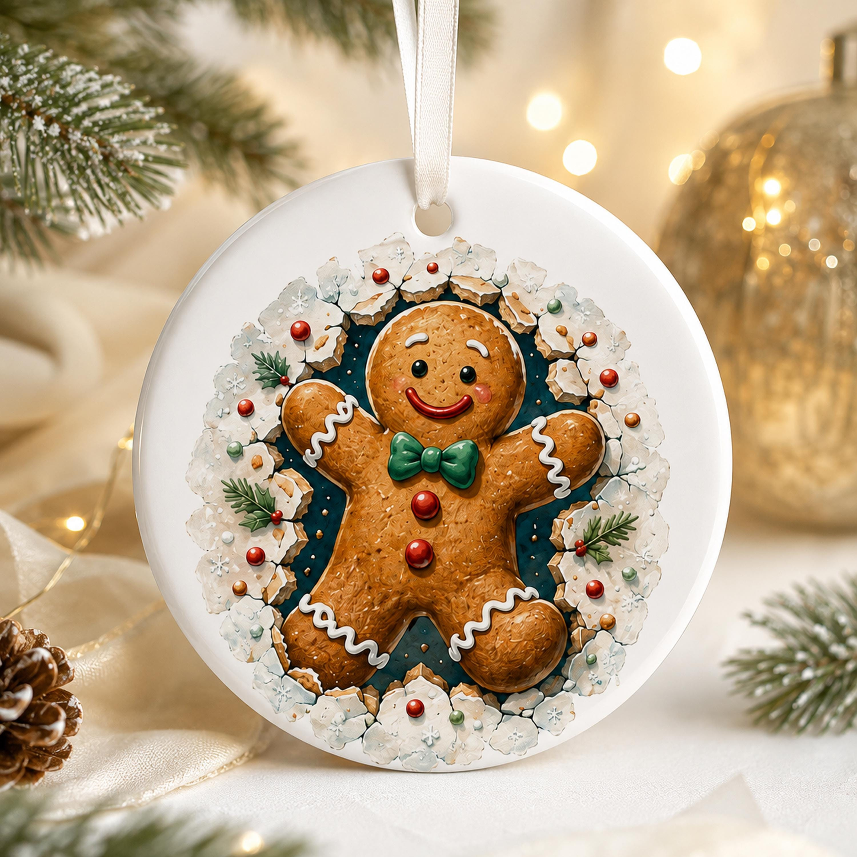 Two Sided Ceramic Christmas Ornament, Cute Holiday Character Keepsake 1 - MeasureMason Two Sided Ceramic Christmas Ornament, Cute Holiday Character Keepsake 1