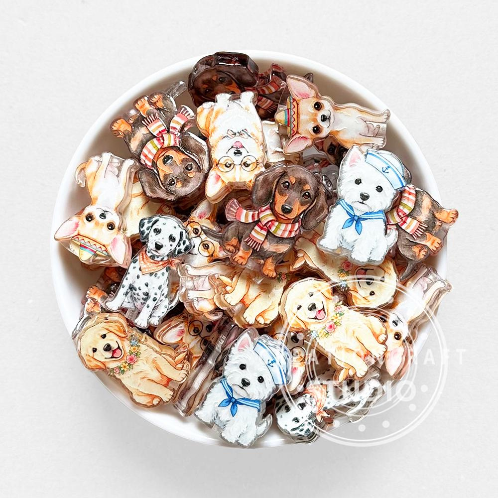 Fall Dog Acrylic Focal Beads for DIY Jewelry, Keychains, Lanyards and Beaded Pens 1 - MeasureMason Fall Dog Acrylic Focal Beads for DIY Jewelry, Keychains, Lanyards and Beaded Pens 1