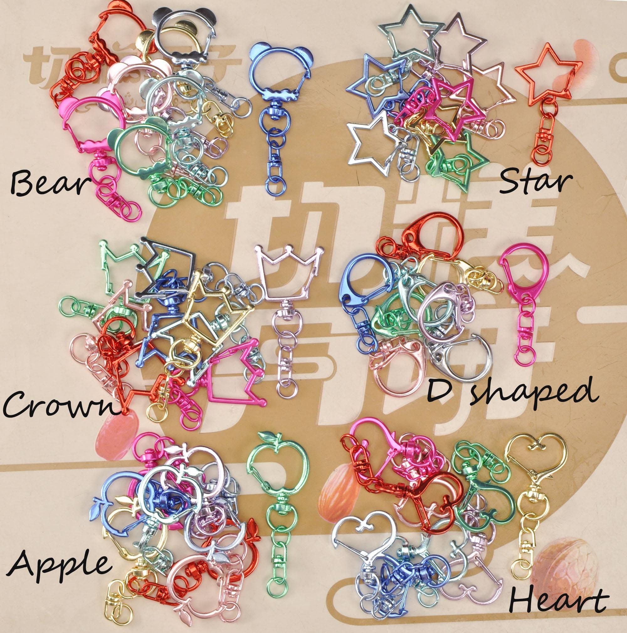 10 Colorful Snap Hook Clips for Keychains, DIY Jewelry Making Lobster Clasp Buckles