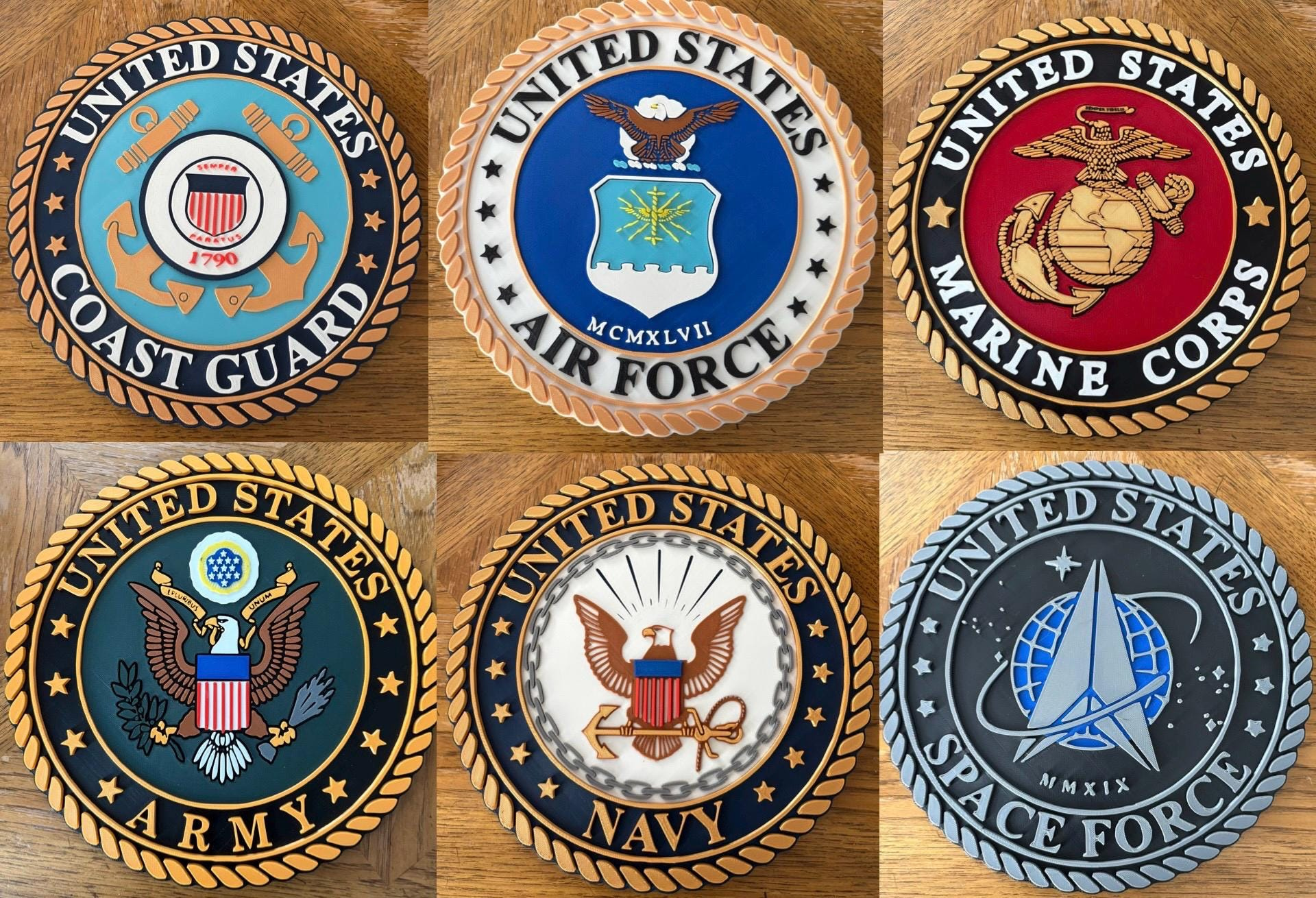 3D Printed Military Branch Seal Wall Plaque – Custom Armed Service Pride Decor for Home and Man Cave 3D Printed Military Branch Seal Wall Plaque – Custom Armed Service Pride Decor for Home and Man Cave