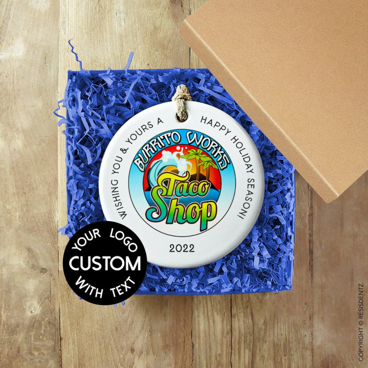 Custom Logo Christmas Ornament - Personalized Holiday Client Gift Custom Logo Christmas Ornament - Personalized Holiday Client Gift