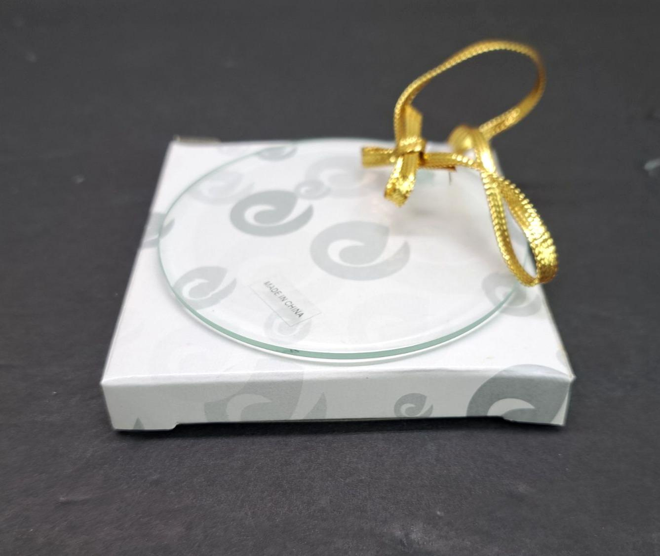 Blank Flat Round Glass Ornaments, 3 Inch Set of 12 with Gold Ribbons and Gift Boxes 2 - MeasureMason Blank Flat Round Glass Ornaments, 3 Inch Set of 12 with Gold Ribbons and Gift Boxes 2