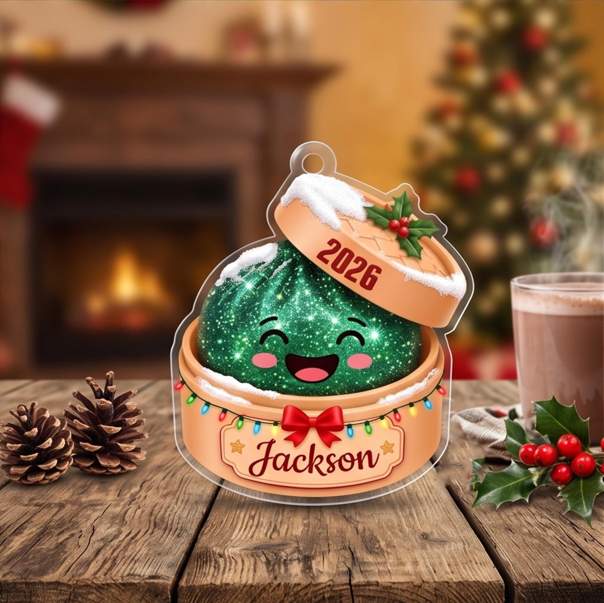 Personalized Dumpling Christmas Ornament - 2D Flat Custom Name Holiday Keepsake, Cute Tree Decor Gift 3 - MeasureMason Personalized Dumpling Christmas Ornament - 2D Flat Custom Name Holiday Keepsake, Cute Tree Decor Gift 3