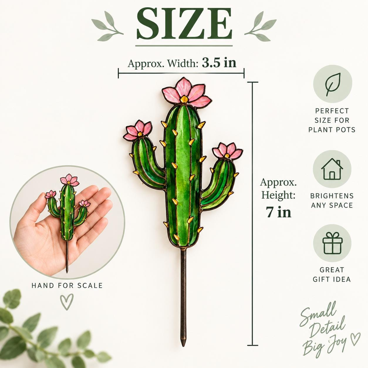 Cactus Plant Stake, Stained Glass Style Acrylic Flowering Cactus Pot Decor 4 - MeasureMason Cactus Plant Stake, Stained Glass Style Acrylic Flowering Cactus Pot Decor 4