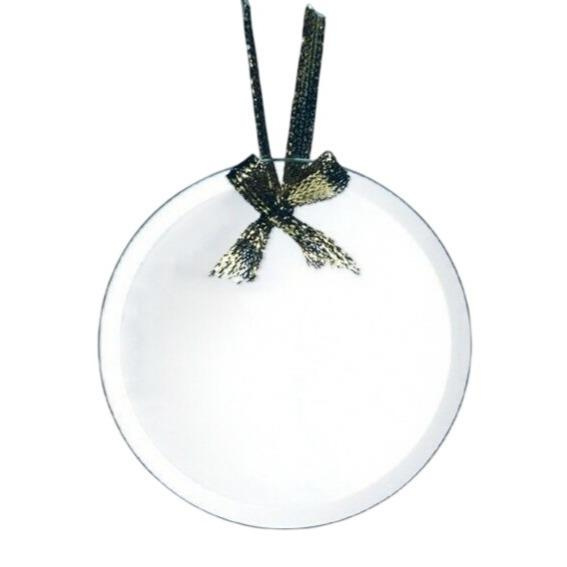 Blank Flat Round Glass Ornaments, 3 Inch Set of 12 with Gold Ribbons and Gift Boxes Blank Flat Round Glass Ornaments, 3 Inch Set of 12 with Gold Ribbons and Gift Boxes