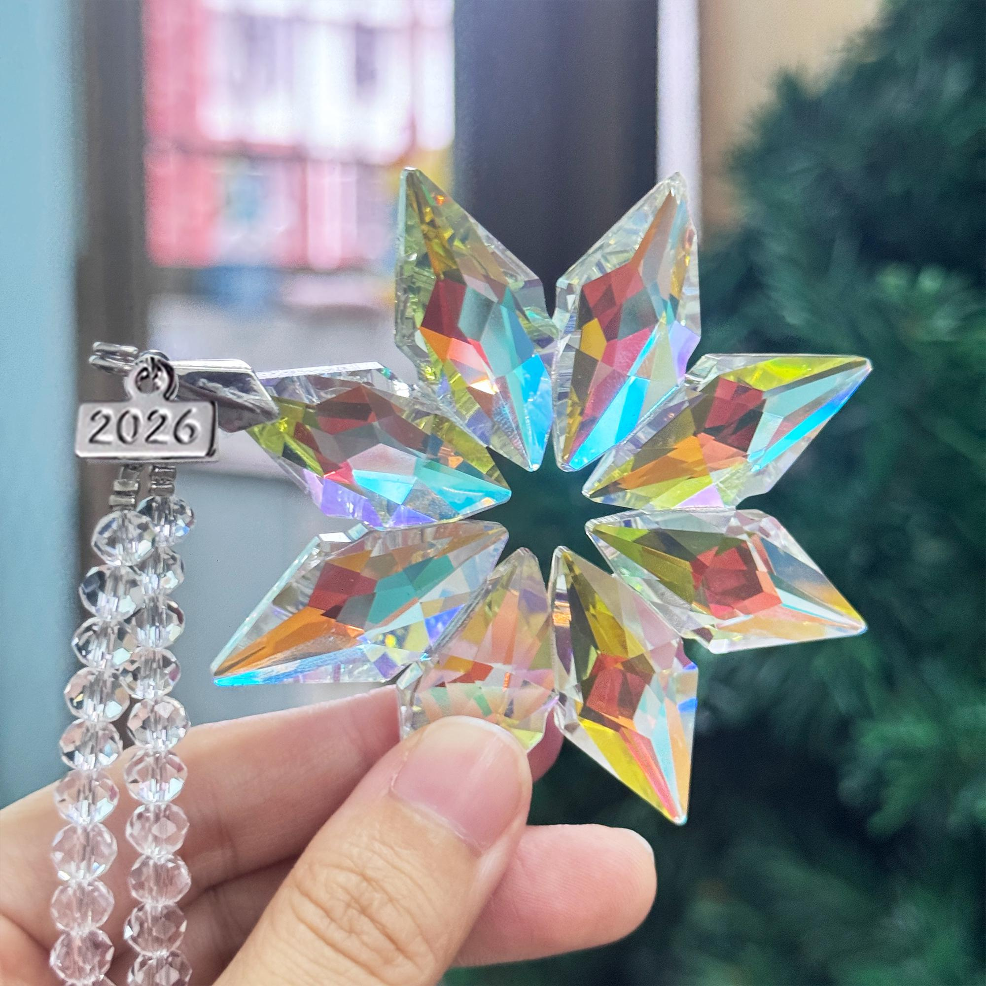 Crystal Snowflake Christmas Ornament, Hanging Suncatcher for Tree, Window or Car 1 - MeasureMason Crystal Snowflake Christmas Ornament, Hanging Suncatcher for Tree, Window or Car 1
