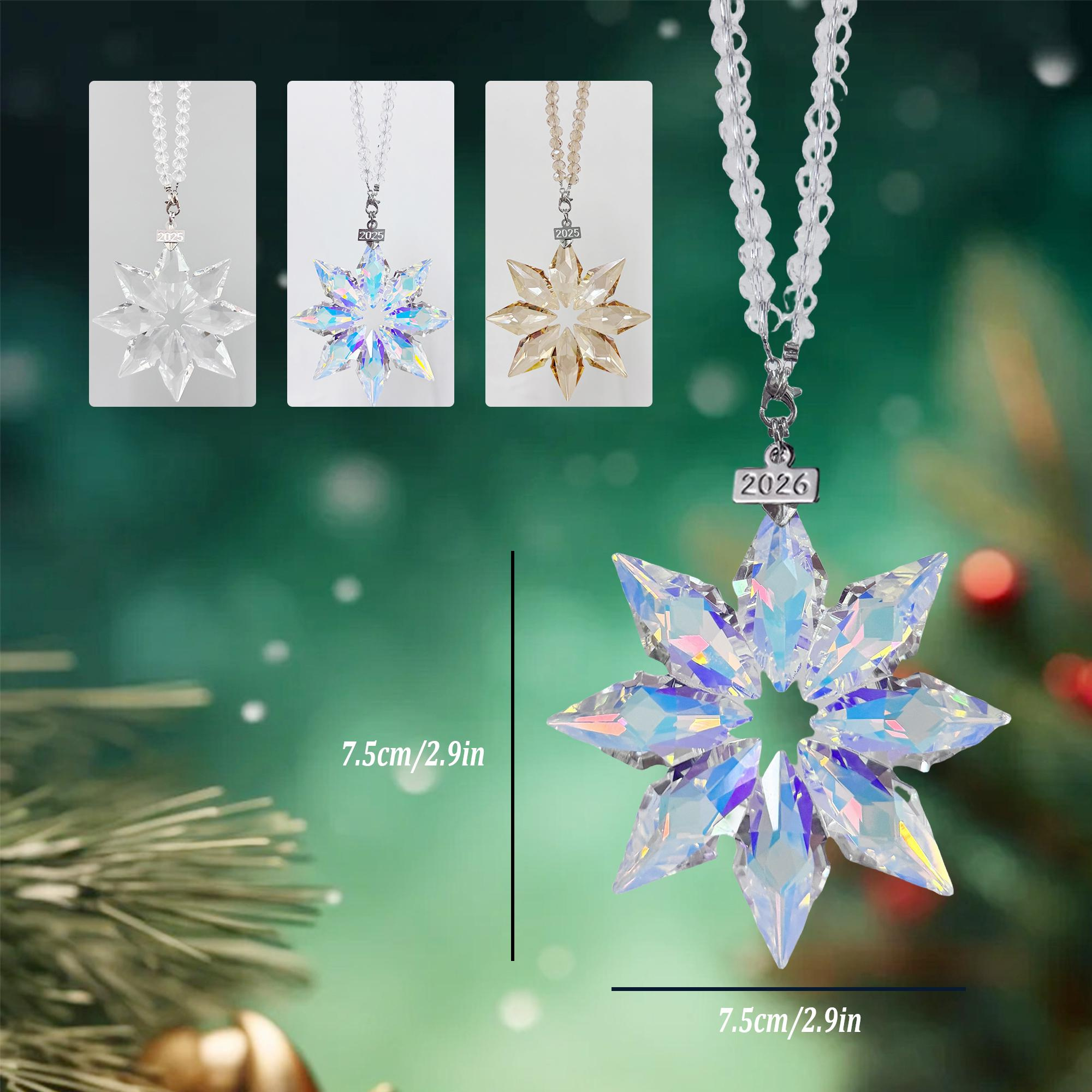 Crystal Snowflake Christmas Ornament, Hanging Suncatcher for Tree, Window or Car 2 - MeasureMason Crystal Snowflake Christmas Ornament, Hanging Suncatcher for Tree, Window or Car 2