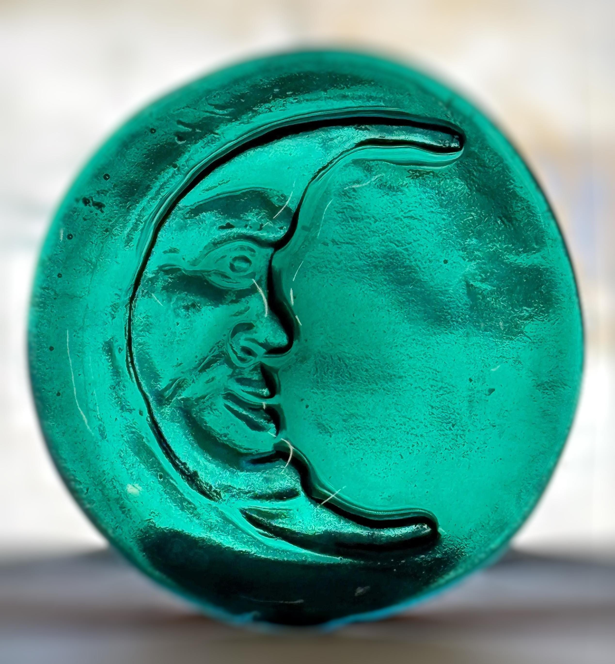 Moon Face Recycled Wine Bottle Glass Suncatcher, Handmade Stained Glass Roundel, Eco-Friendly Window Hanging Gift 4 - MeasureMason Moon Face Recycled Wine Bottle Glass Suncatcher, Handmade Stained Glass Roundel, Eco-Friendly Window Hanging Gift 4