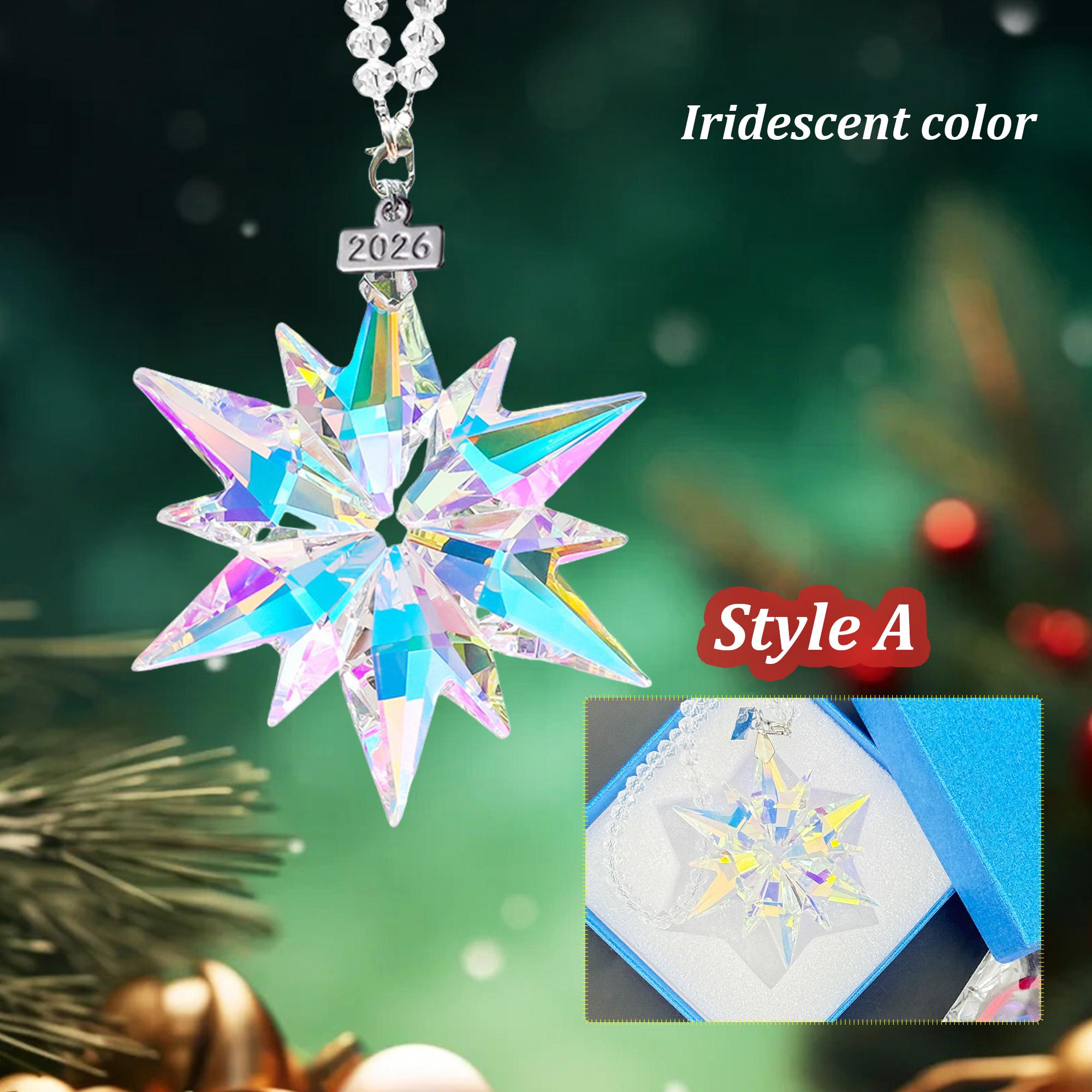 Crystal Snowflake Christmas Ornament, Hanging Suncatcher for Tree, Window or Car 4 - MeasureMason Crystal Snowflake Christmas Ornament, Hanging Suncatcher for Tree, Window or Car 4