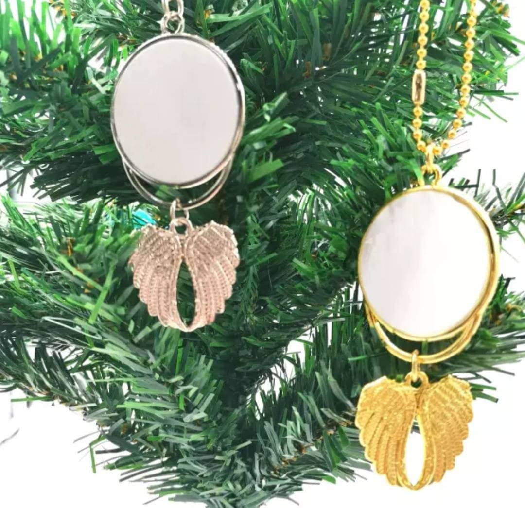Angel Wings Sublimation Blank Car Charm, Double-Sided Memorial Hanging Ornament 2 - MeasureMason Angel Wings Sublimation Blank Car Charm, Double-Sided Memorial Hanging Ornament 2