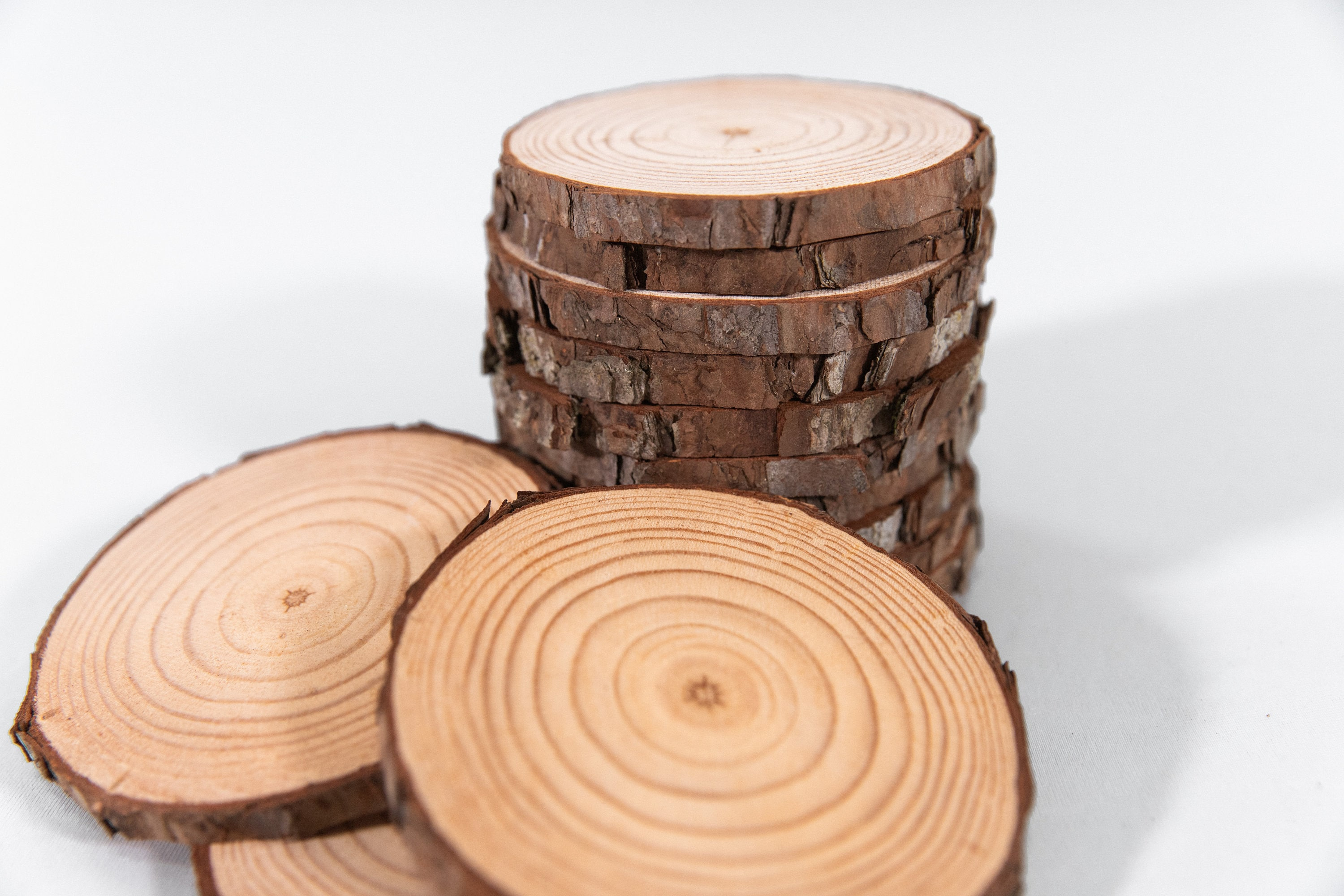 Premium Wood Slices for Crafts - 3.5-4.25" Bulk Pack, Kiln-Dried Tree Slices for DIY Ornaments & Coasters 3 - MeasureMason Premium Wood Slices for Crafts - 3.5-4.25" Bulk Pack, Kiln-Dried Tree Slices for DIY Ornaments & Coasters 3