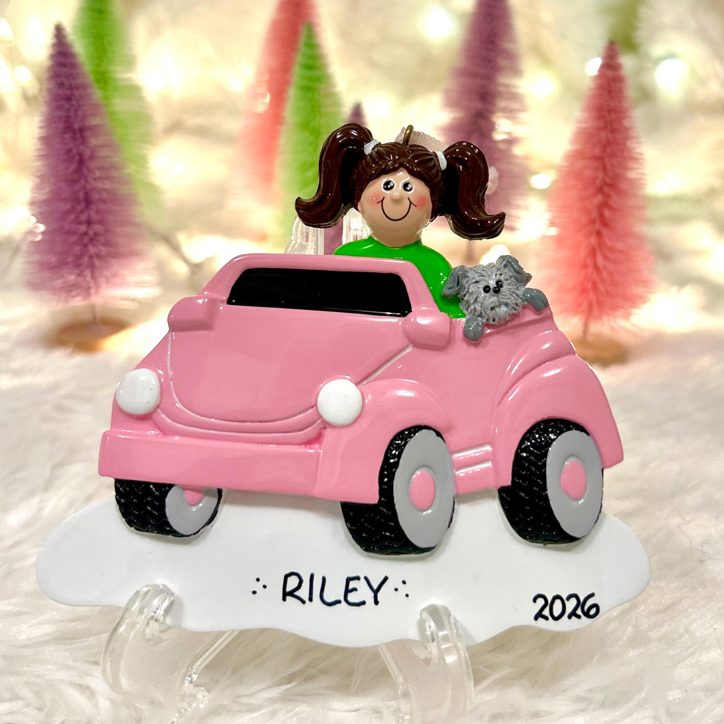 Personalized Girl Toddler Riding Toy Car Christmas Ornament - Custom Name Keepsake