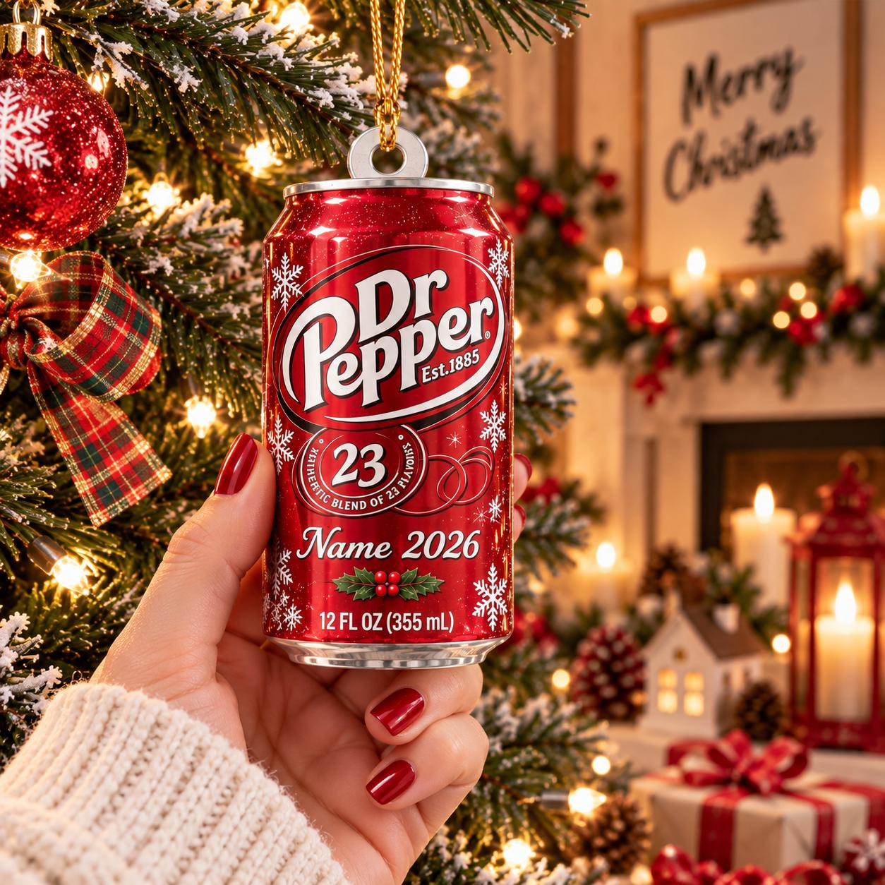 Personalized Soda Can Christmas Ornament 2026 - Custom Name Holiday Keepsake Tree Decor