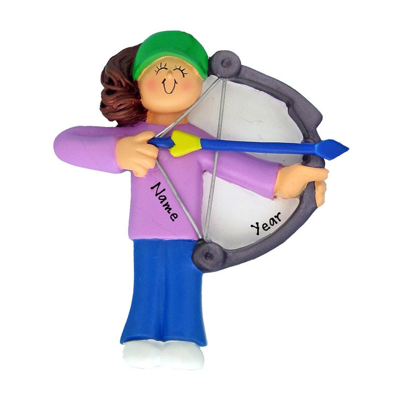 Personalized Archery Christmas Ornament - Custom Girl Archer Bow and Arrow Name Ornament - Sports Tree Decoration