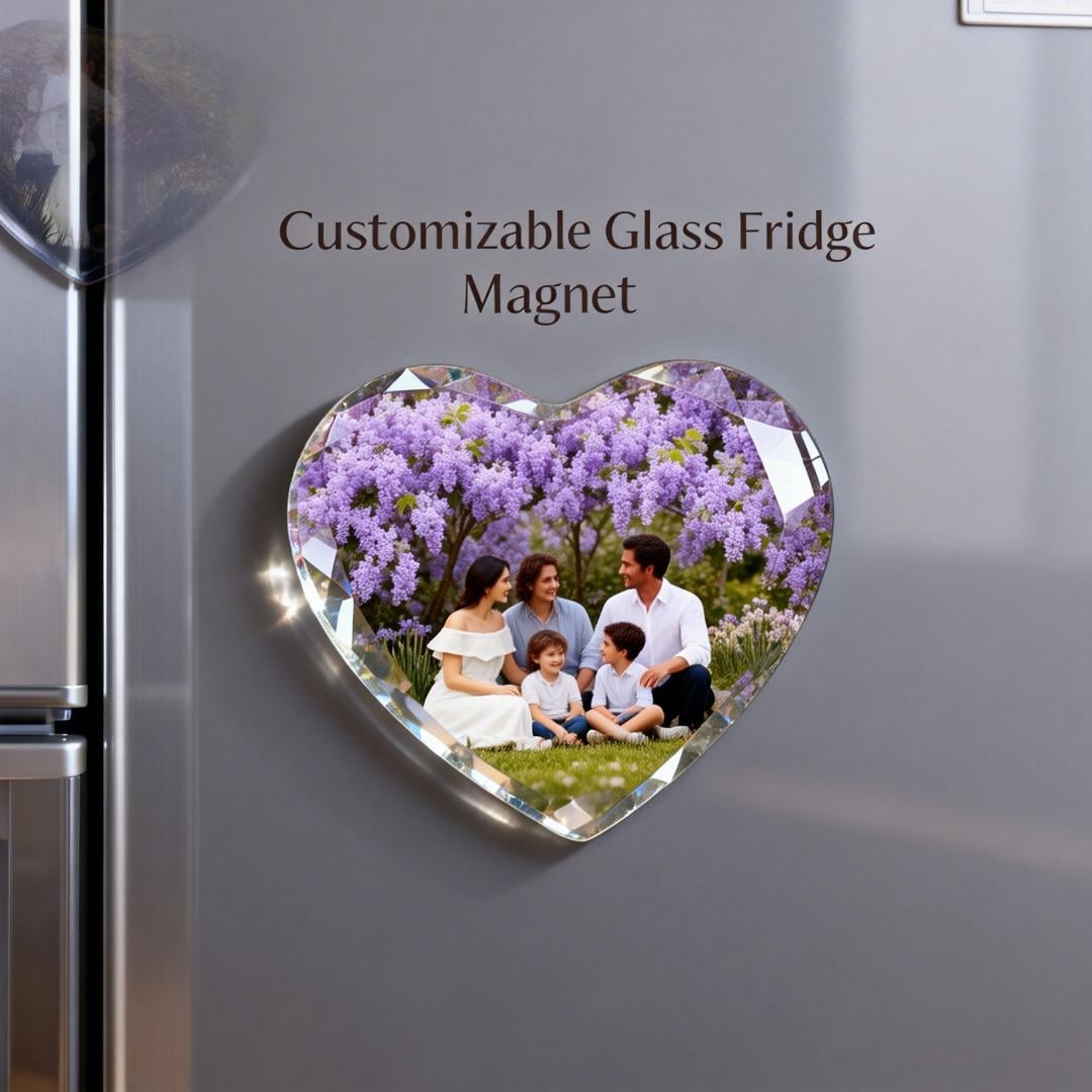 Custom Photo Heart Acrylic Fridge Magnet - Wedding Favor & Logo Decor