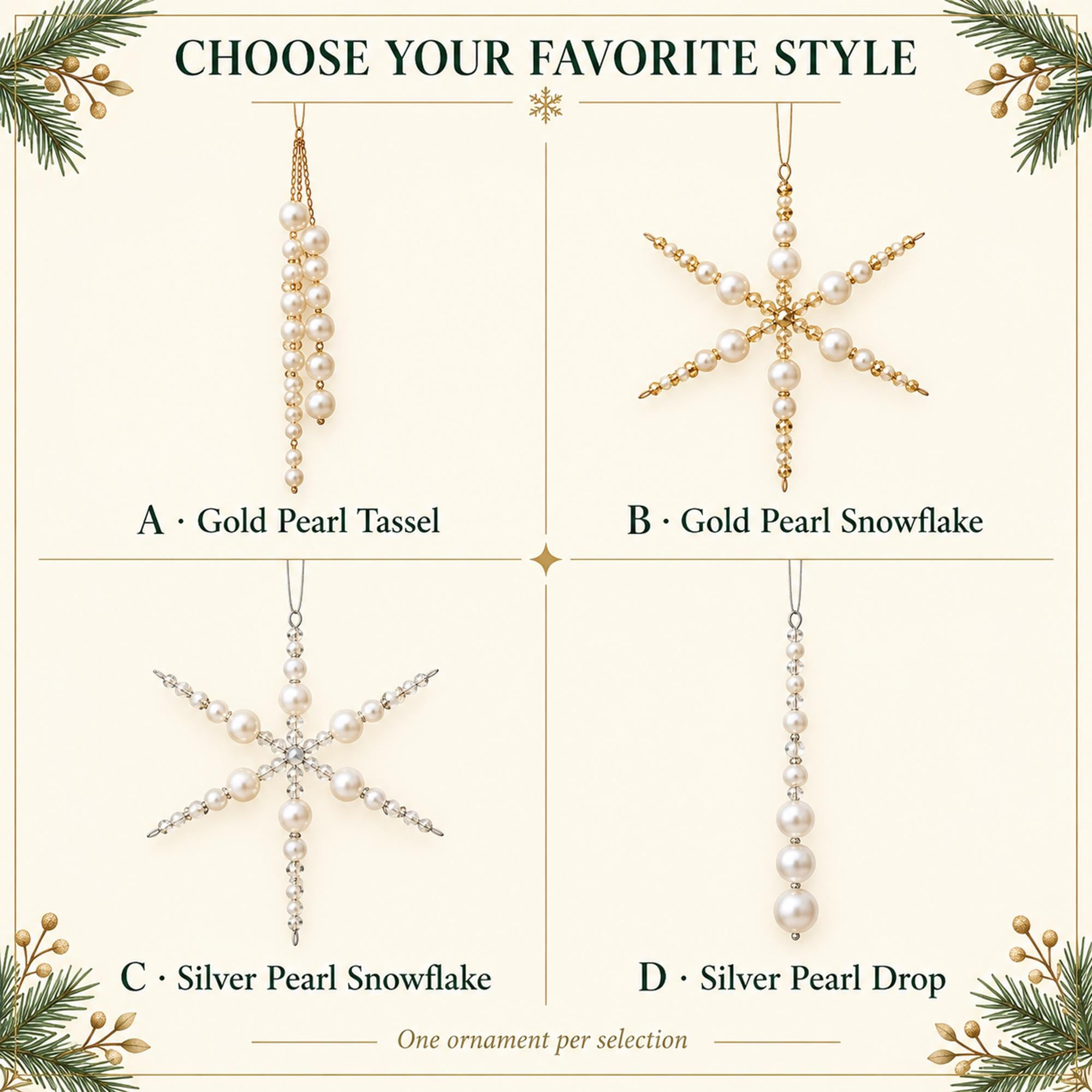 Pearl Snowflake Christmas Ornament - Elegant Gold & Silver Holiday Tree Decoration, Winter Hanging Pendant 3 - MeasureMason Pearl Snowflake Christmas Ornament - Elegant Gold & Silver Holiday Tree Decoration, Winter Hanging Pendant 3