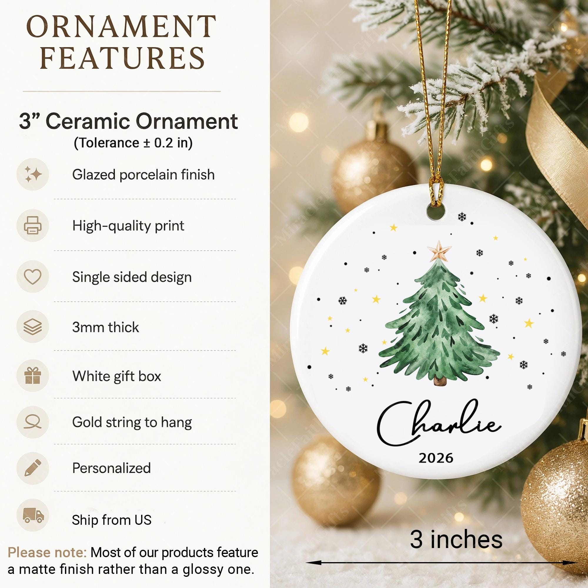 Personalized Kid Name Christmas Ornament, Custom Baby First Christmas Ceramic Circle Keepsake for Tree 4 - MeasureMason Personalized Kid Name Christmas Ornament, Custom Baby First Christmas Ceramic Circle Keepsake for Tree 4