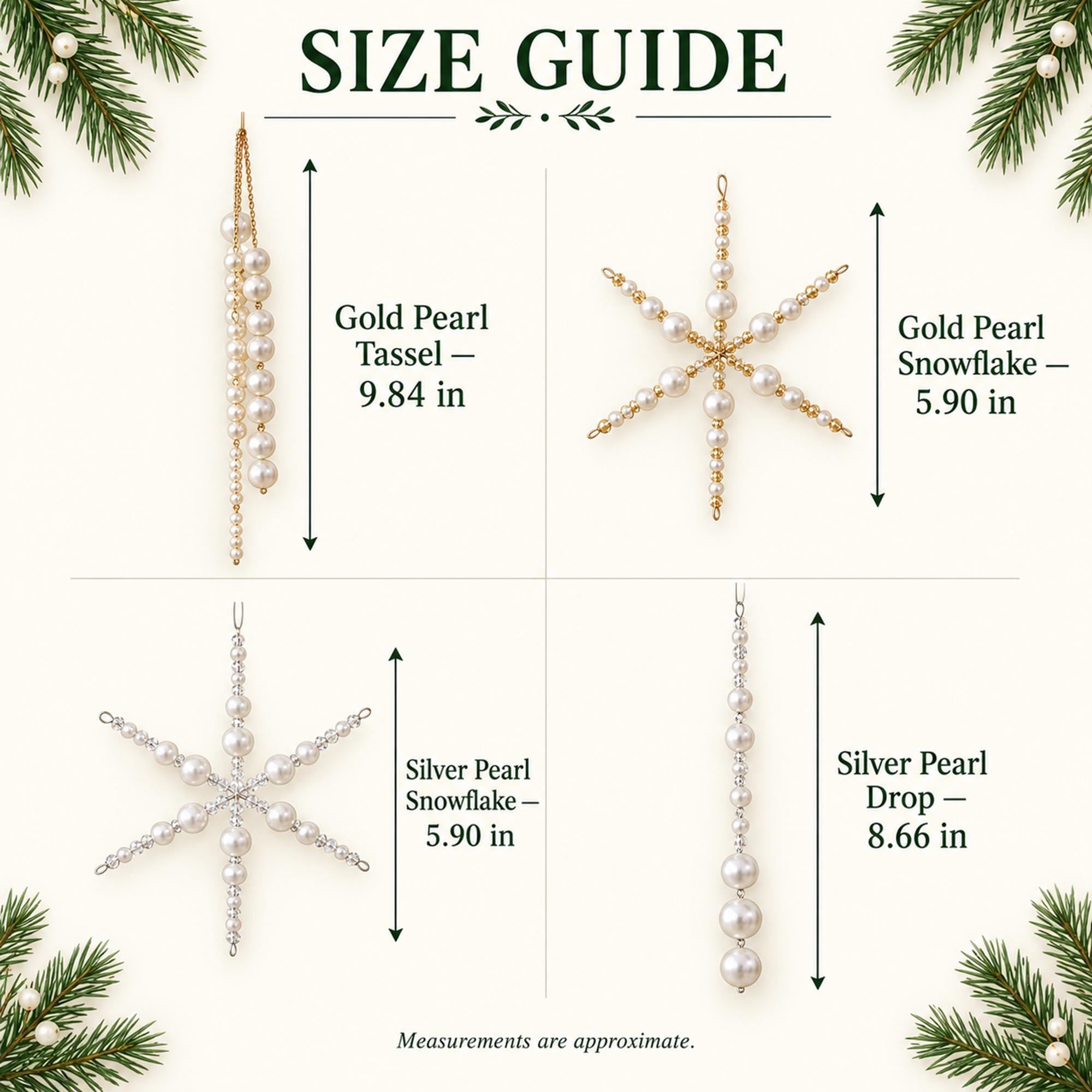 Pearl Snowflake Christmas Ornament - Elegant Gold & Silver Holiday Tree Decoration, Winter Hanging Pendant 2 - MeasureMason Pearl Snowflake Christmas Ornament - Elegant Gold & Silver Holiday Tree Decoration, Winter Hanging Pendant 2
