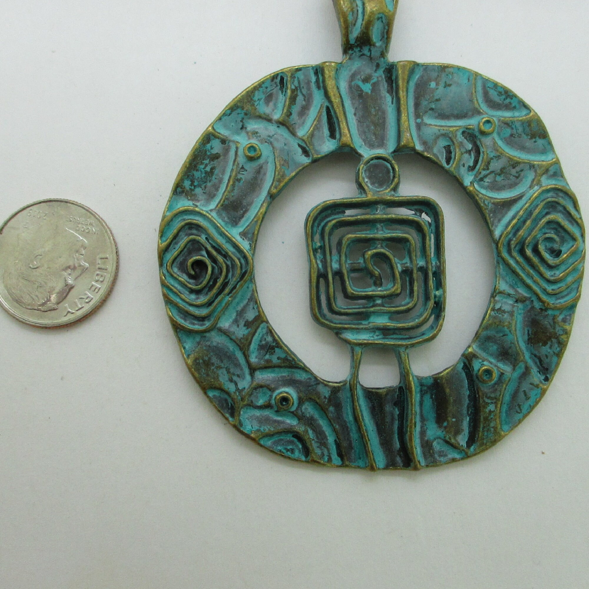 Large Metal Boho Pendant with Tribal Patina Finish and Spiral Design, 70mm Statement Piece for Jewelry Making 2 - MeasureMason Large Metal Boho Pendant with Tribal Patina Finish and Spiral Design, 70mm Statement Piece for Jewelry Making 2