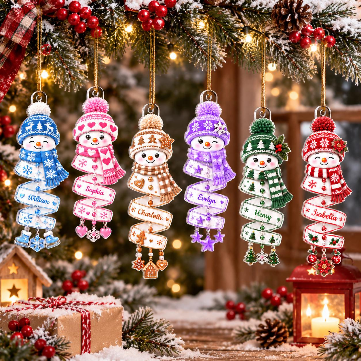 Personalized Snowman Acrylic Ornament, Custom Name Christmas Keepsake Holiday Tree Decoration Gift