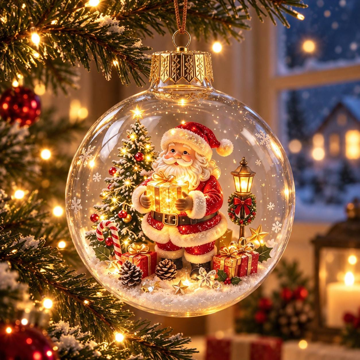 LED Christmas Ornament Ball, Clear Acrylic Lighted Bauble, 5 Holiday Designs, Tree Decoration & Keepsake Gift 4 - MeasureMason LED Christmas Ornament Ball, Clear Acrylic Lighted Bauble, 5 Holiday Designs, Tree Decoration & Keepsake Gift 4