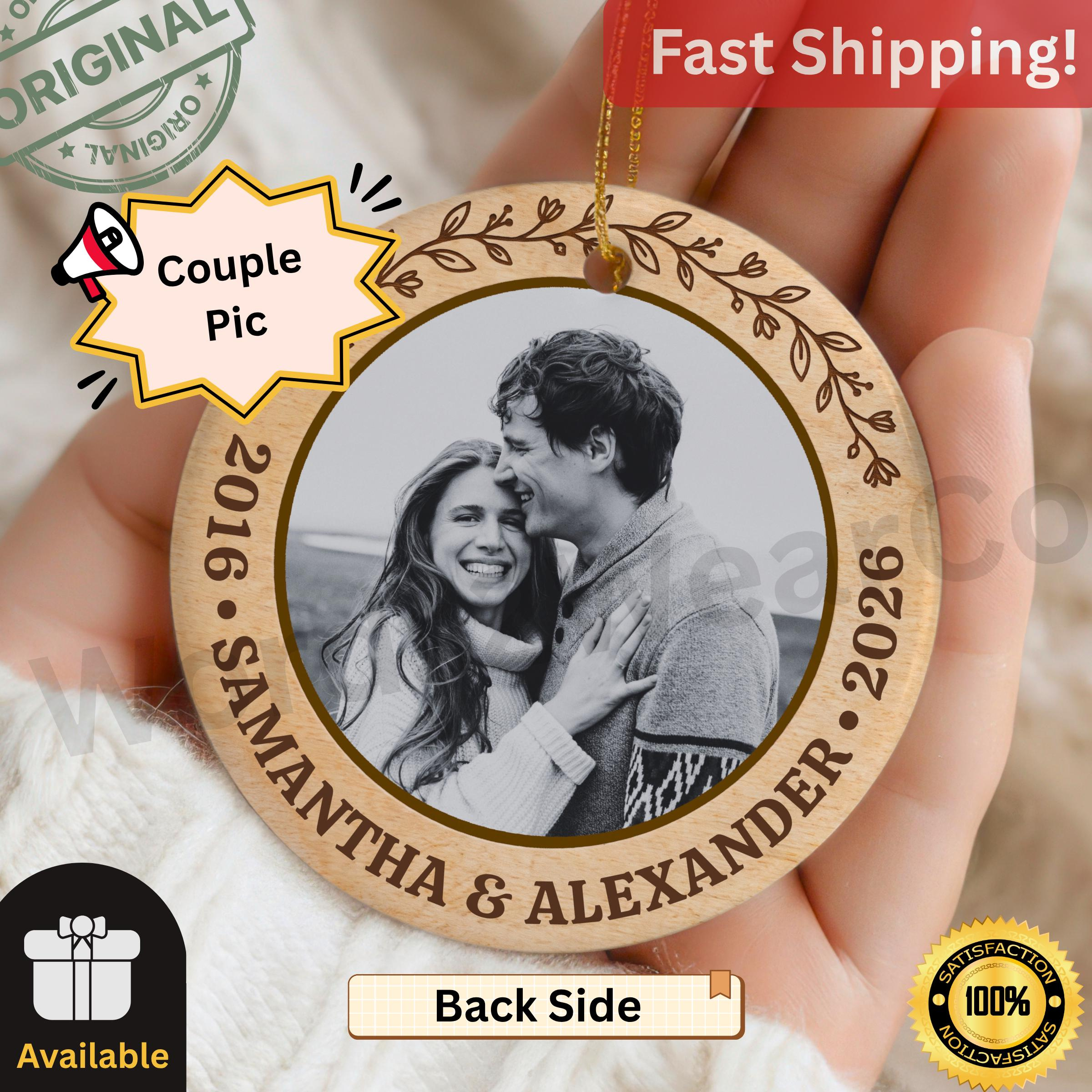 Personalized 10th Anniversary Ornament, Custom Couple Photo Ceramic Keepsake, Faux Tin & Aluminum Finish, Christmas Tree 1 - MeasureMason Personalized 10th Anniversary Ornament, Custom Couple Photo Ceramic Keepsake, Faux Tin & Aluminum Finish, Christmas Tree 1