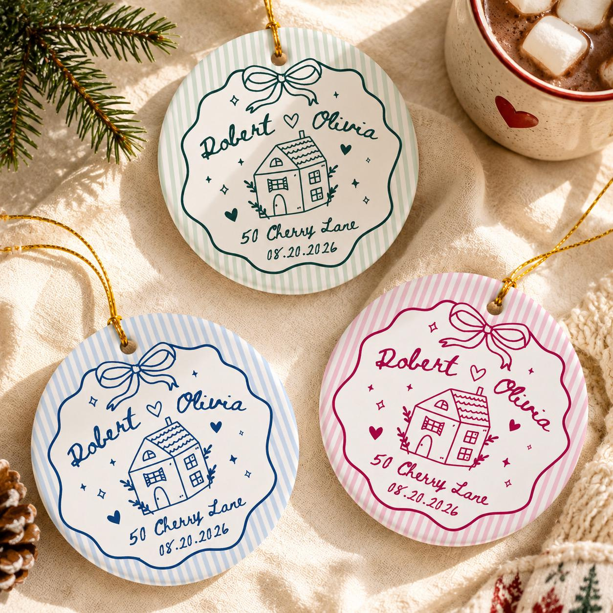 Personalized New Home Christmas Ornament, First Christmas in New House Ceramic Keepsake, Housewarming Gift 2 - MeasureMason Personalized New Home Christmas Ornament, First Christmas in New House Ceramic Keepsake, Housewarming Gift 2