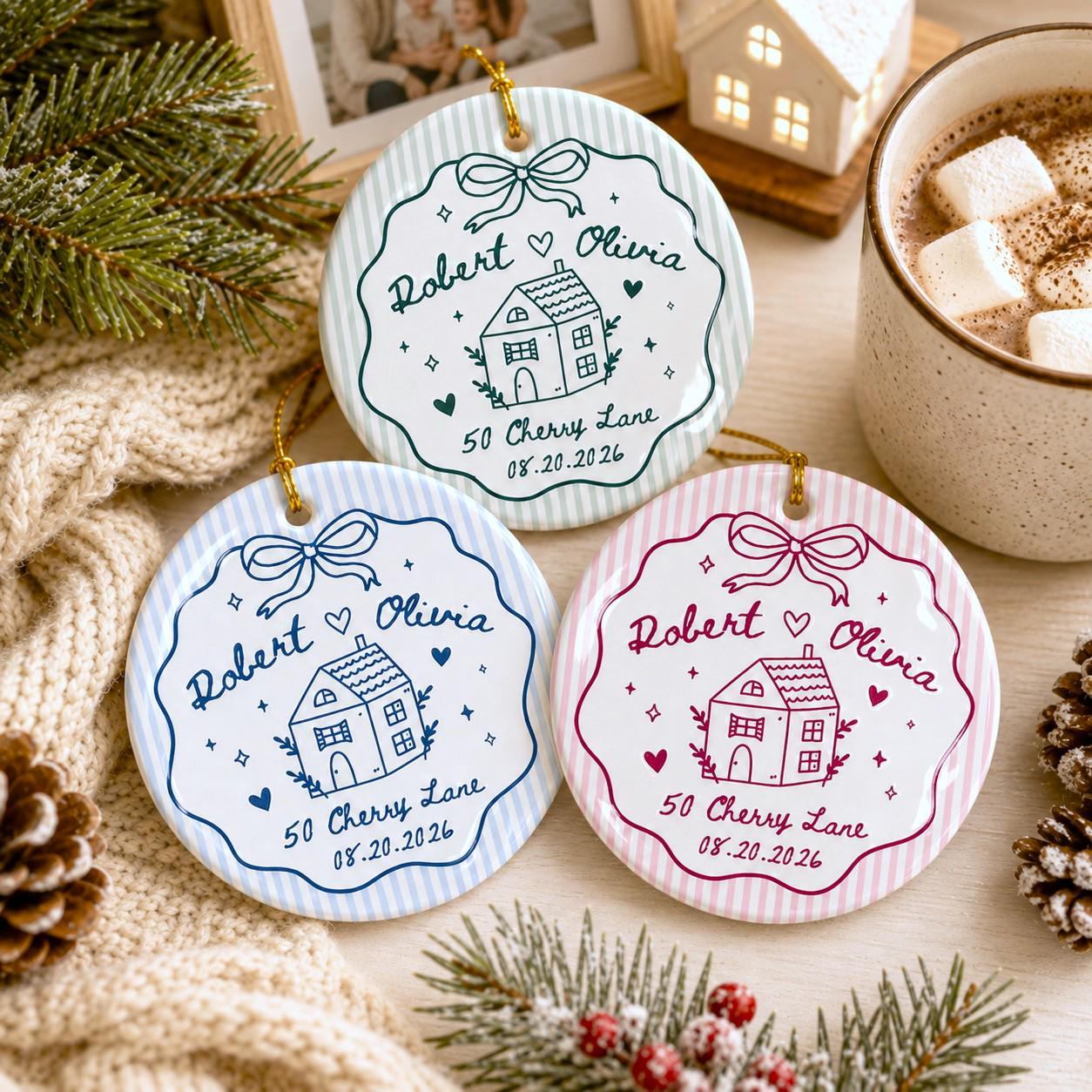 Personalized New Home Christmas Ornament, First Christmas in New House Ceramic Keepsake, Housewarming Gift Personalized New Home Christmas Ornament, First Christmas in New House Ceramic Keepsake, Housewarming Gift