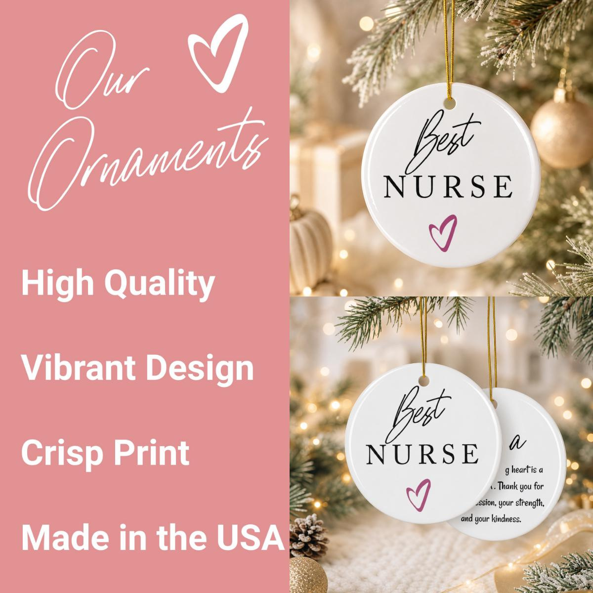 Personalized Best Nurse Ornament - Double-Sided Ceramic Christmas Keepsake Gift 4 - MeasureMason Personalized Best Nurse Ornament - Double-Sided Ceramic Christmas Keepsake Gift 4