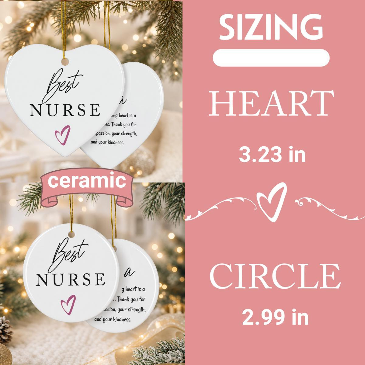 Personalized Best Nurse Ornament - Double-Sided Ceramic Christmas Keepsake Gift 3 - MeasureMason Personalized Best Nurse Ornament - Double-Sided Ceramic Christmas Keepsake Gift 3