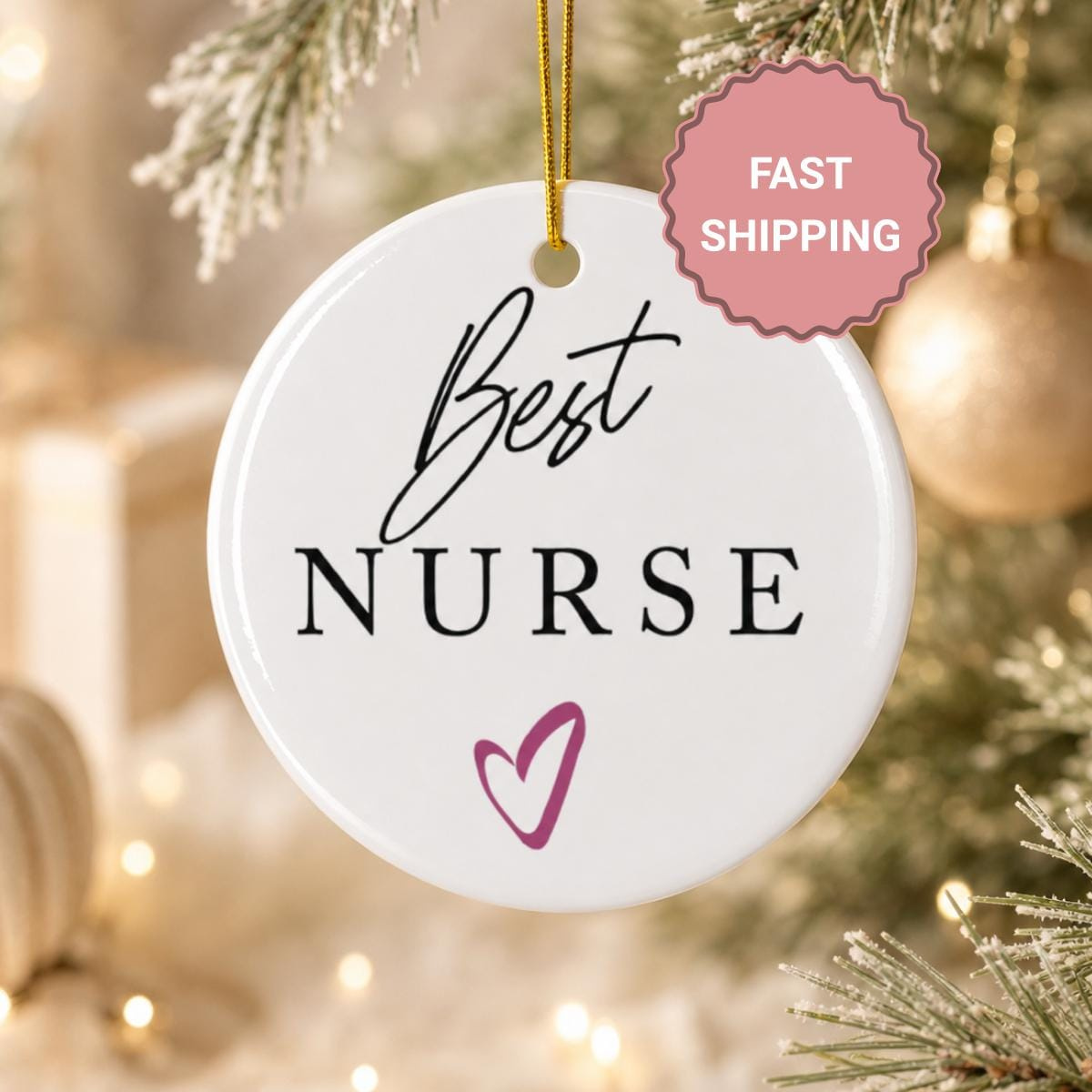 Personalized Best Nurse Ornament - Double-Sided Ceramic Christmas Keepsake Gift Personalized Best Nurse Ornament - Double-Sided Ceramic Christmas Keepsake Gift