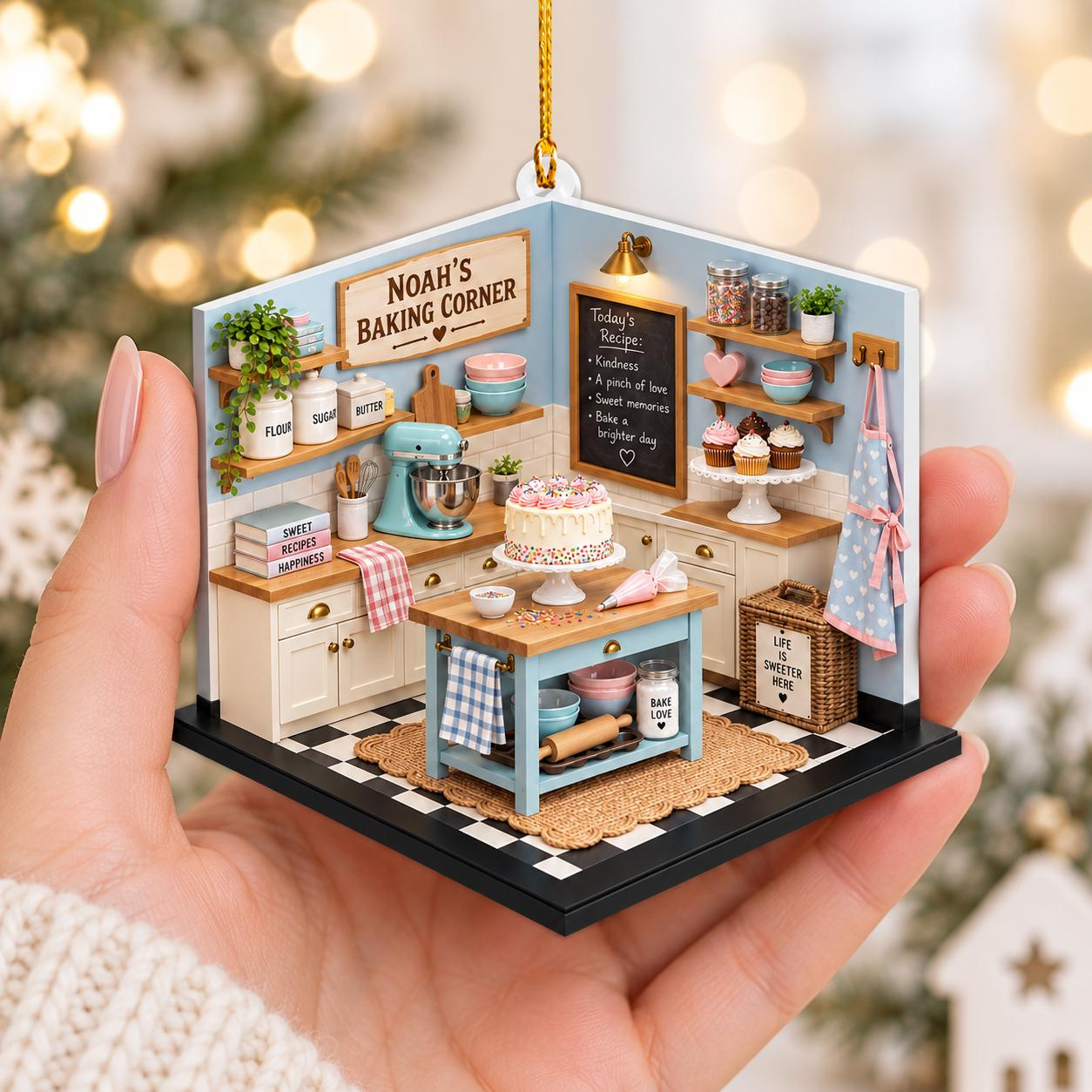 Personalized Baker Ornament, 2D Flat Christmas Tree Decor, Custom Baking Lover Keepsake Gift 3 - MeasureMason Personalized Baker Ornament, 2D Flat Christmas Tree Decor, Custom Baking Lover Keepsake Gift 3