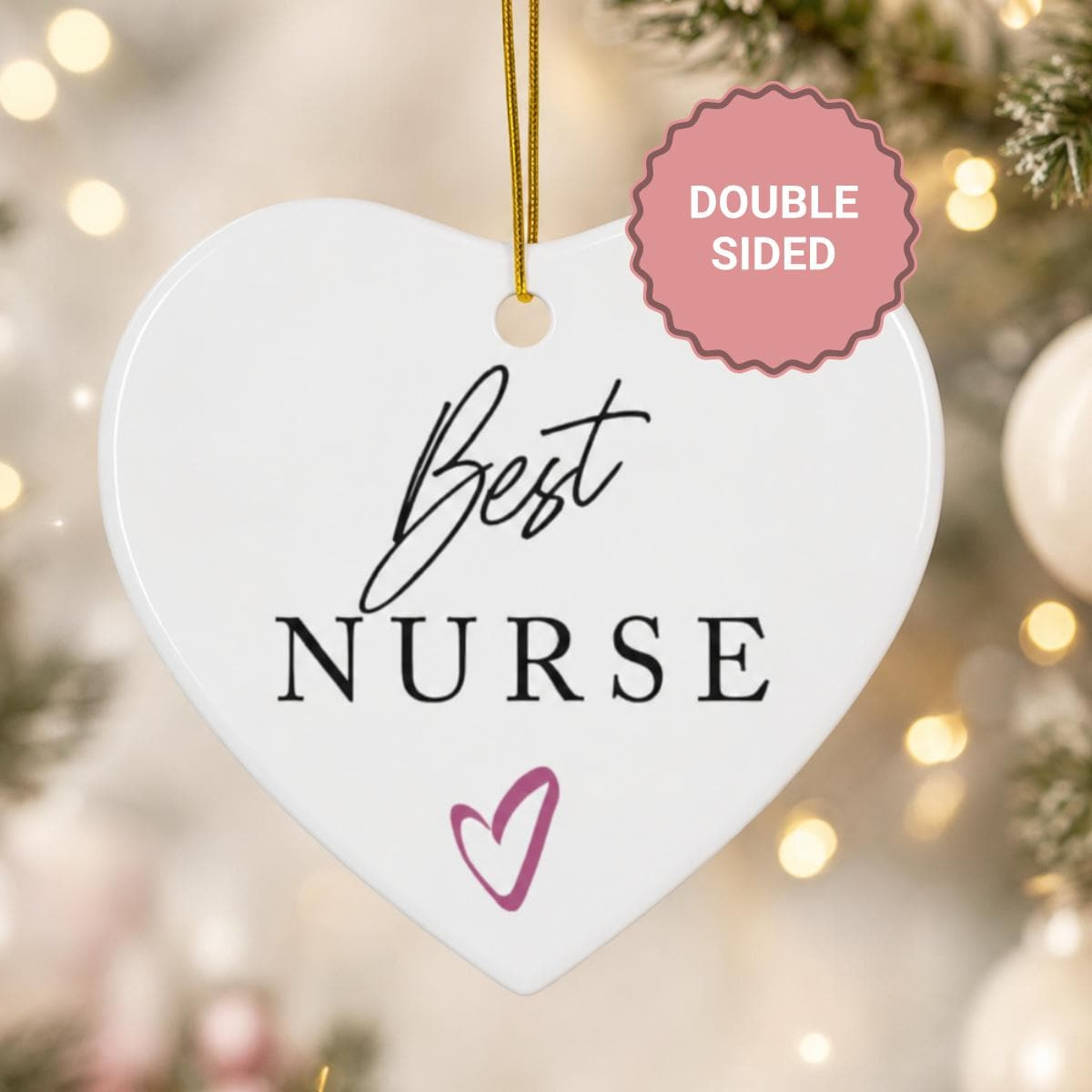 Personalized Best Nurse Ornament - Double-Sided Ceramic Christmas Keepsake Gift 1 - MeasureMason Personalized Best Nurse Ornament - Double-Sided Ceramic Christmas Keepsake Gift 1
