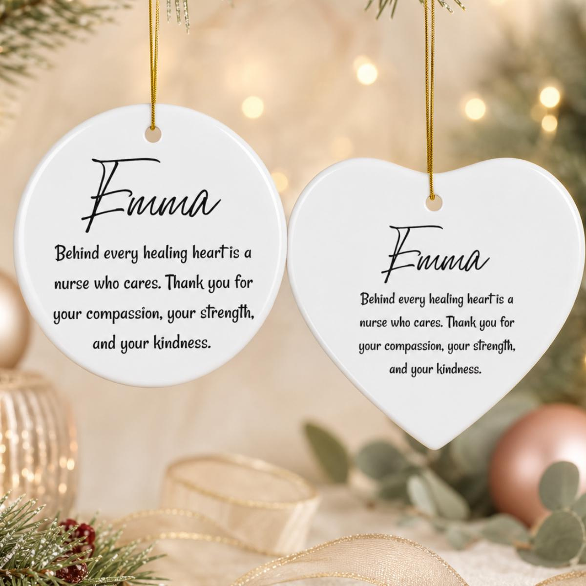 Personalized Best Nurse Ornament - Double-Sided Ceramic Christmas Keepsake Gift 2 - MeasureMason Personalized Best Nurse Ornament - Double-Sided Ceramic Christmas Keepsake Gift 2