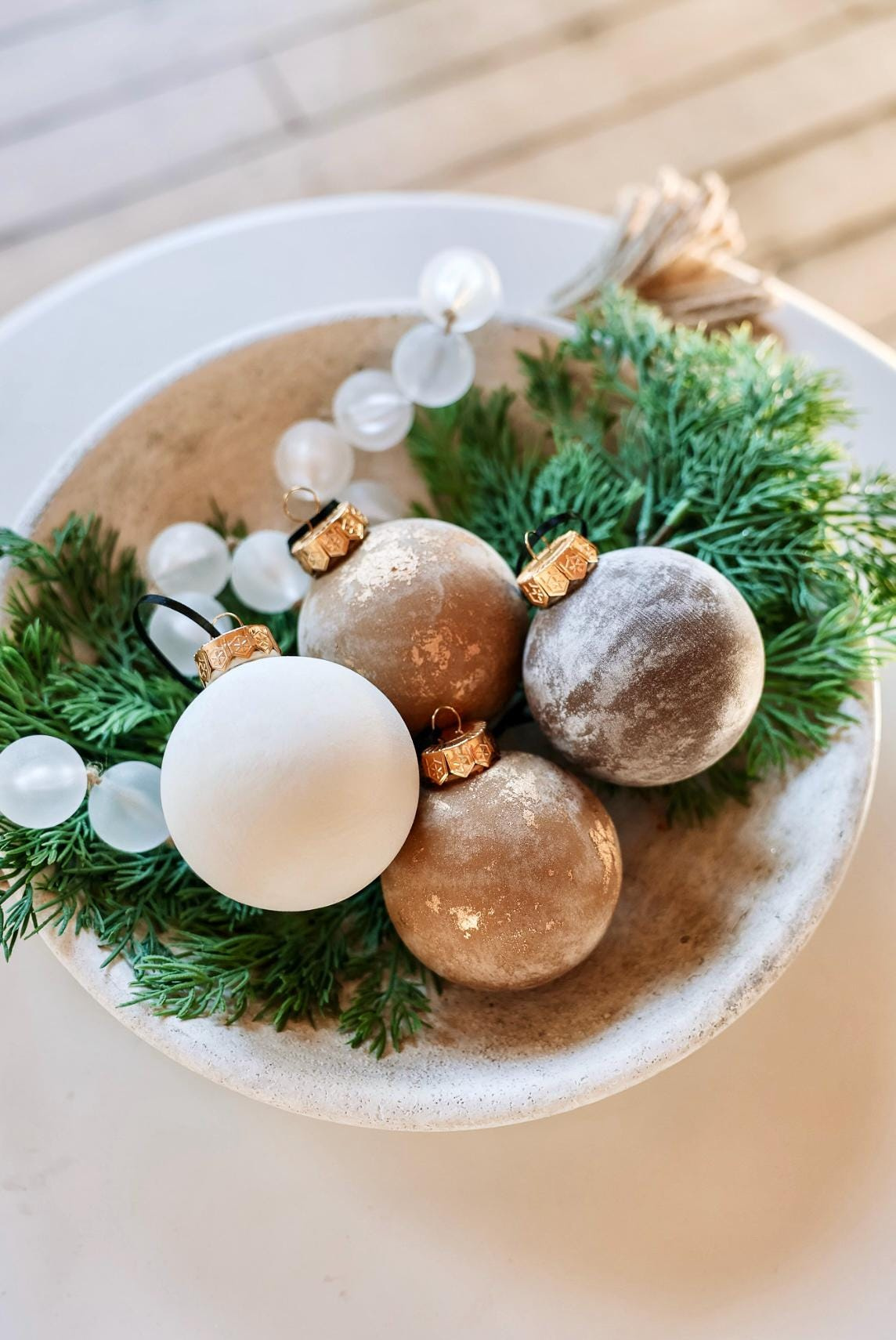 Shatterproof Neutral Christmas Ornaments - Boho Farmhouse Textured Gold Tree Decor 1 - MeasureMason Shatterproof Neutral Christmas Ornaments - Boho Farmhouse Textured Gold Tree Decor 1