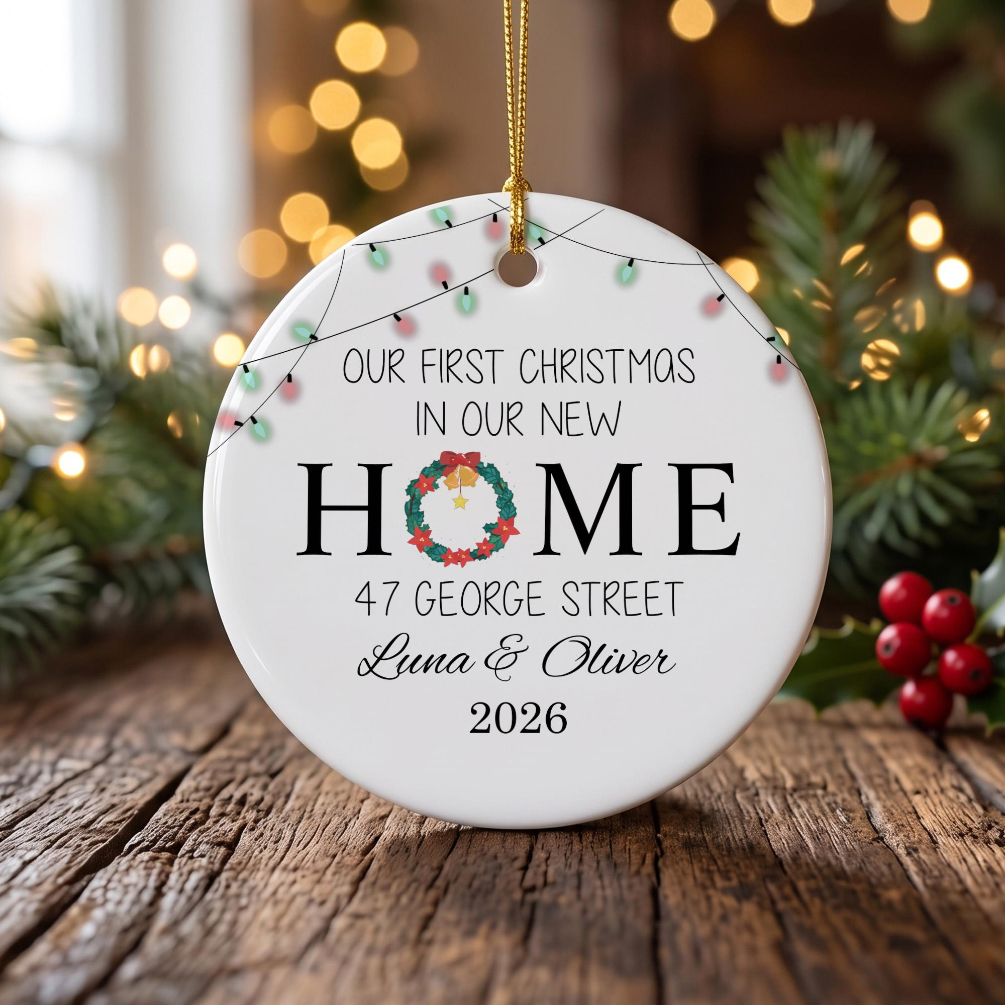 Personalized New Home Christmas Ornament, First Christmas Keepsake, Housewarming Gift for Couple or Family 1 - MeasureMason Personalized New Home Christmas Ornament, First Christmas Keepsake, Housewarming Gift for Couple or Family 1