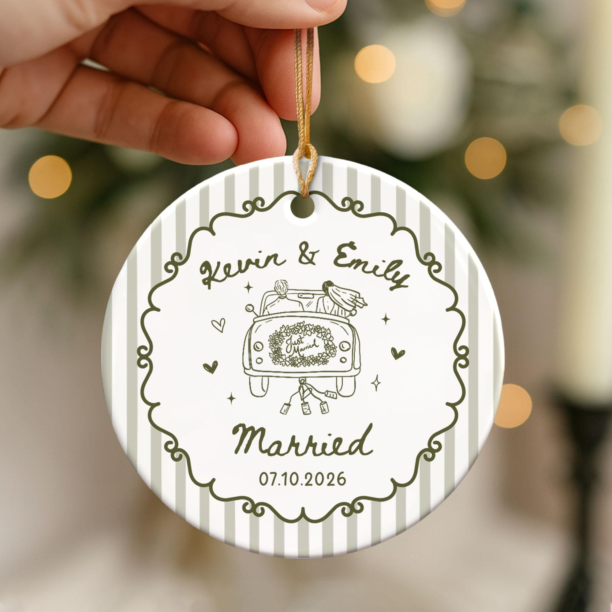 Personalized Engagement Ornament, Two-Sided Ceramic Keepsake for Engaged Couples Personalized Engagement Ornament, Two-Sided Ceramic Keepsake for Engaged Couples