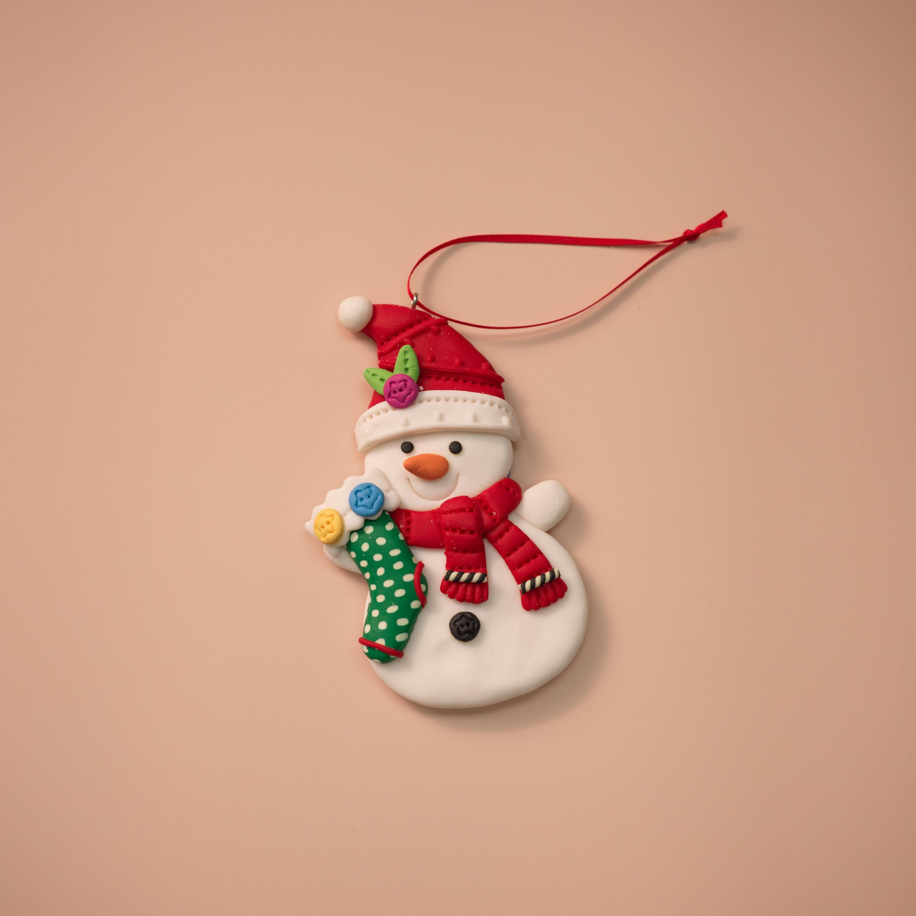 Handmade Snowman Christmas Ornaments - Set of 3 Clay Dough Holiday Hanging Decorations 3 - MeasureMason Handmade Snowman Christmas Ornaments - Set of 3 Clay Dough Holiday Hanging Decorations 3