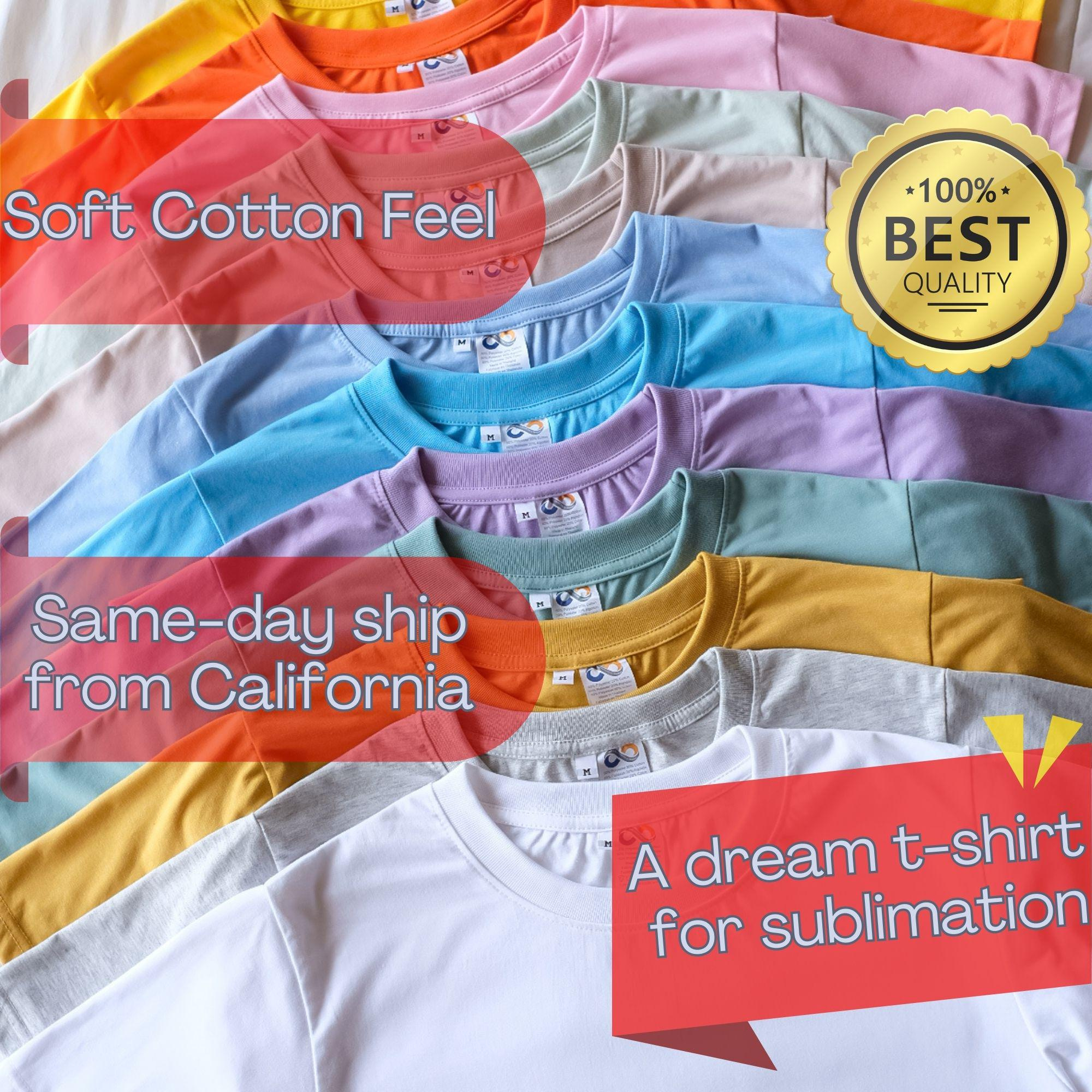 Sublimation Blank T-Shirt 80/20 Poly Cotton Blend - Cotton-Feel Crew Neck for DTF & Heat Press Printing Sublimation Blank T-Shirt 80/20 Poly Cotton Blend - Cotton-Feel Crew Neck for DTF & Heat Press Printing