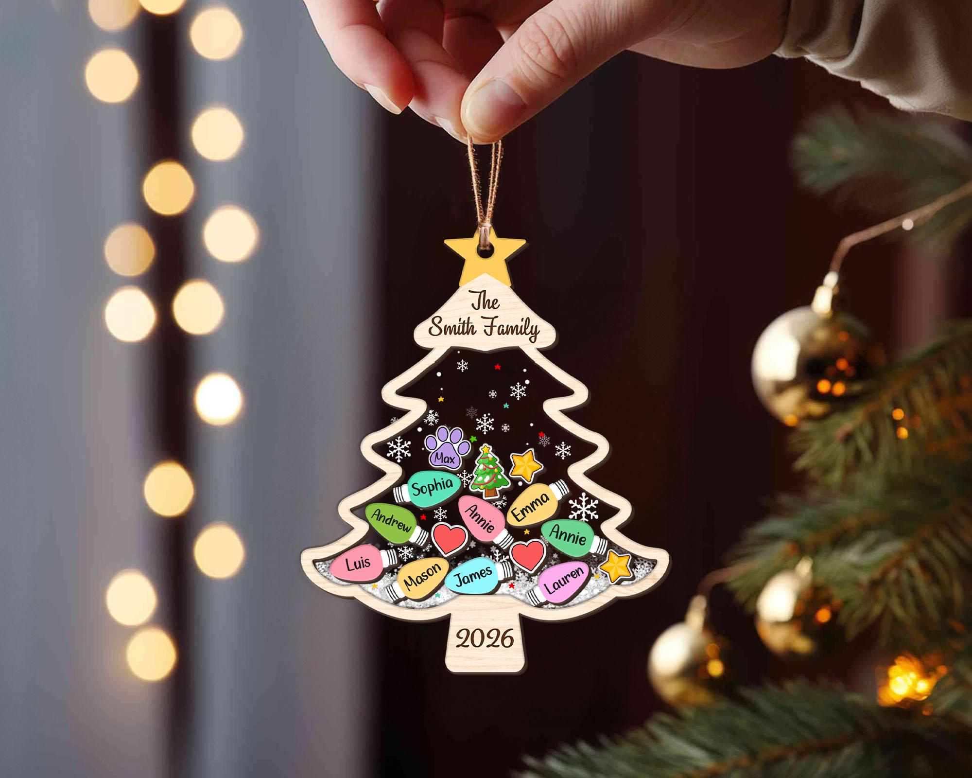 Custom Family Tree Ornament - Personalized Family With Pet Ornament, Large Family Christmas Ornament, Holiday Keepsake 3 - MeasureMason Custom Family Tree Ornament - Personalized Family With Pet Ornament, Large Family Christmas Ornament, Holiday Keepsake 3