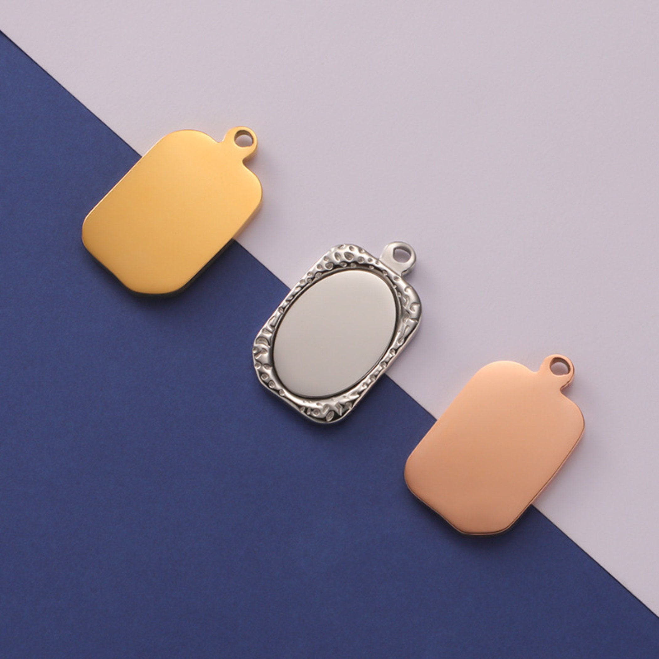 Round Stainless Steel Mirror Charm Pendant for Necklace Making, 28x17mm Bead Cage Finding 2 - MeasureMason Round Stainless Steel Mirror Charm Pendant for Necklace Making, 28x17mm Bead Cage Finding 2