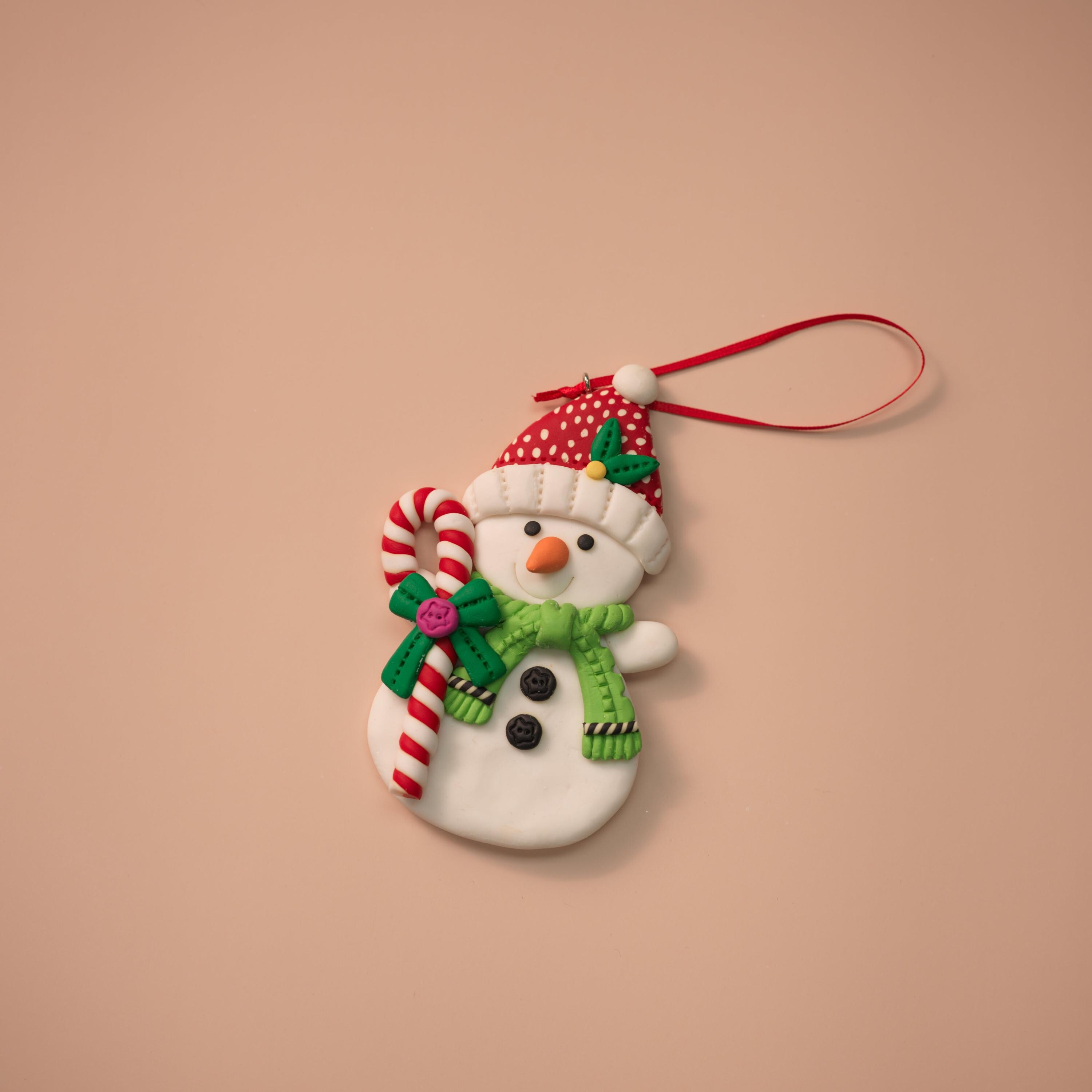 Handmade Snowman Christmas Ornaments - Set of 3 Clay Dough Holiday Hanging Decorations 2 - MeasureMason Handmade Snowman Christmas Ornaments - Set of 3 Clay Dough Holiday Hanging Decorations 2