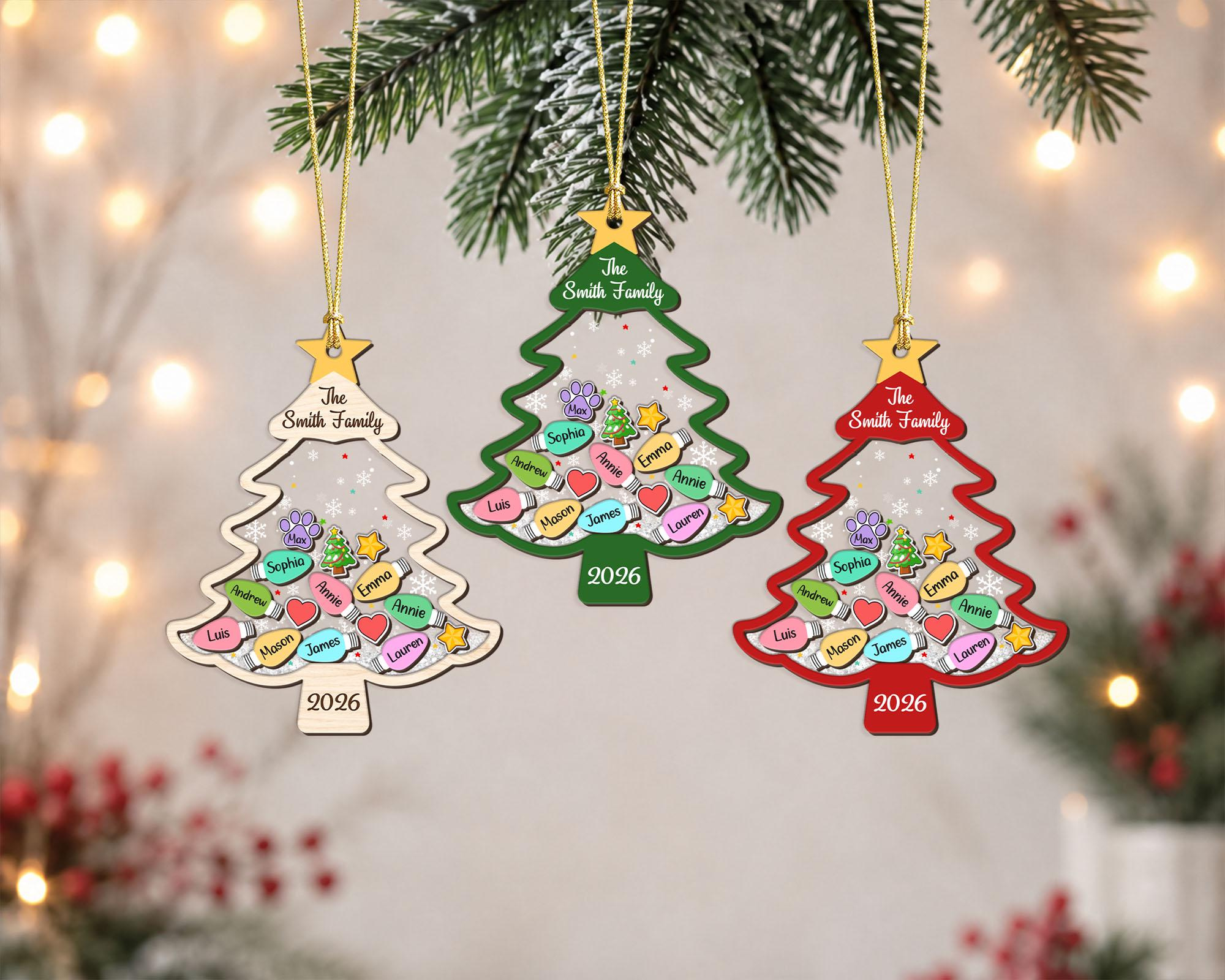 Custom Family Tree Ornament - Personalized Family With Pet Ornament, Large Family Christmas Ornament, Holiday Keepsake 1 - MeasureMason Custom Family Tree Ornament - Personalized Family With Pet Ornament, Large Family Christmas Ornament, Holiday Keepsake 1