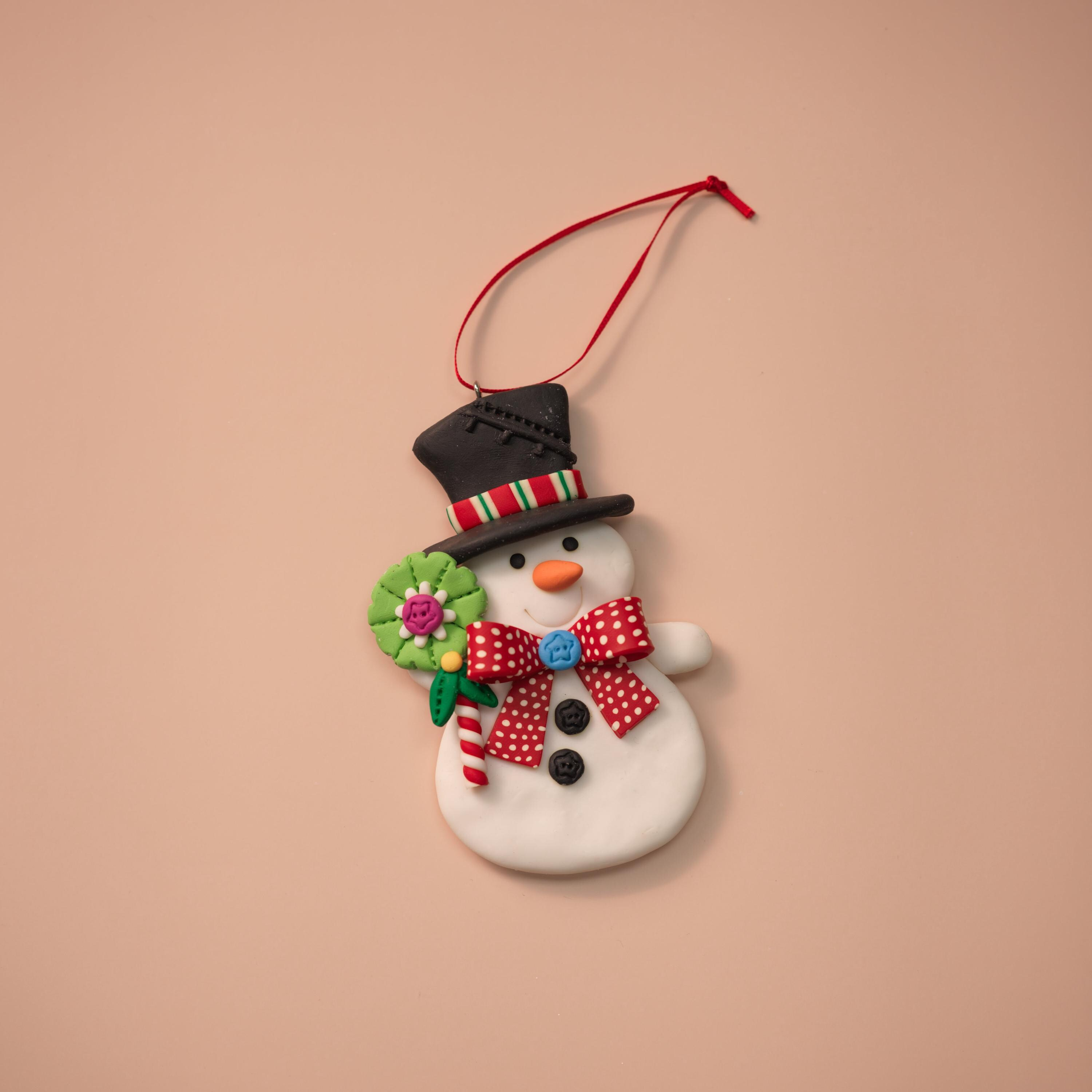 Handmade Snowman Christmas Ornaments - Set of 3 Clay Dough Holiday Hanging Decorations 4 - MeasureMason Handmade Snowman Christmas Ornaments - Set of 3 Clay Dough Holiday Hanging Decorations 4