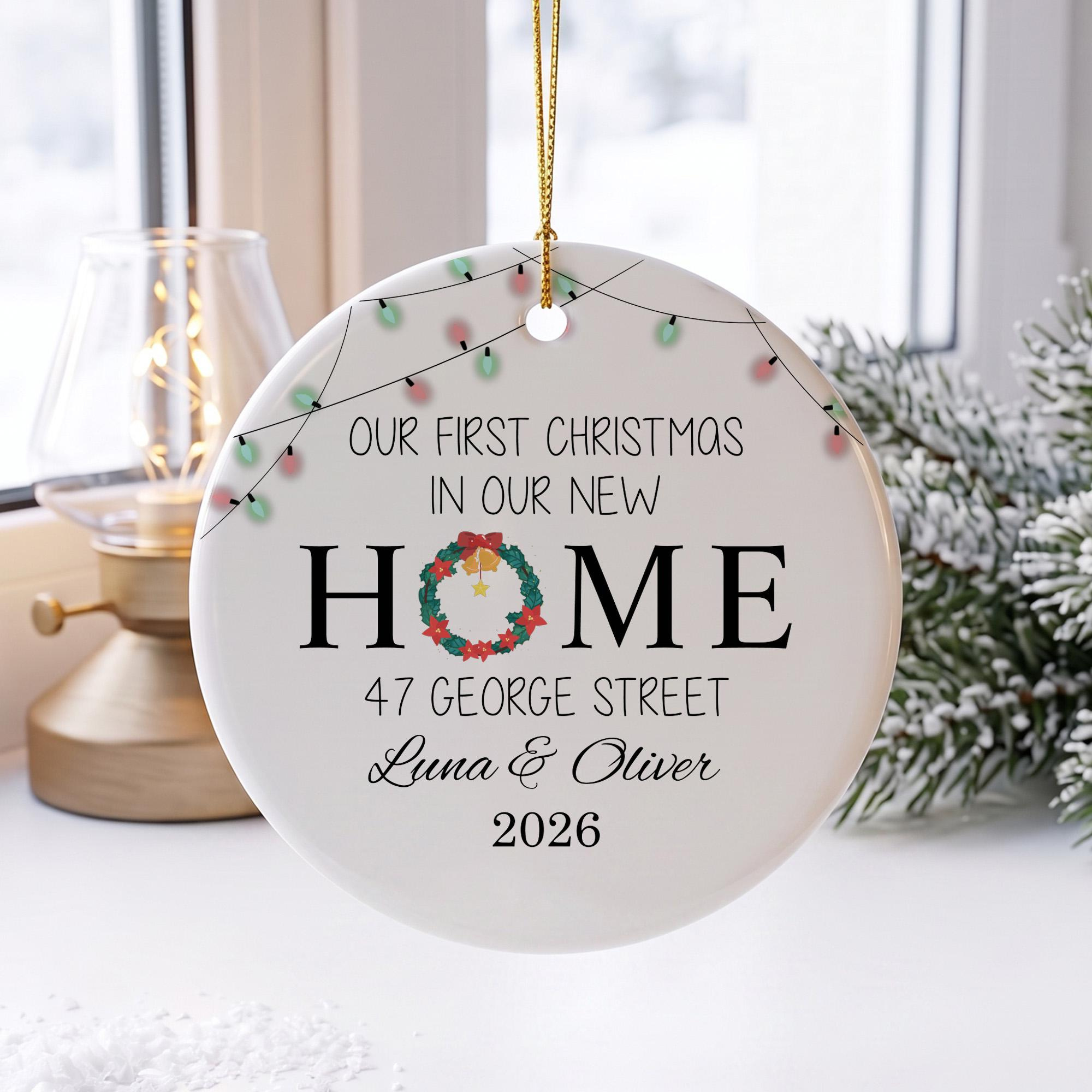 Personalized New Home Christmas Ornament, First Christmas Keepsake, Housewarming Gift for Couple or Family 2 - MeasureMason Personalized New Home Christmas Ornament, First Christmas Keepsake, Housewarming Gift for Couple or Family 2
