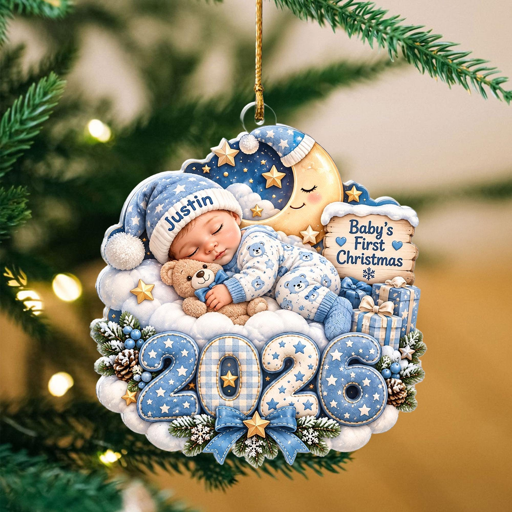 Baby First Christmas Ornament 2026, Personalized Sleeping Baby Acrylic Keepsake, Newborn Holiday Tree Decoration 4 - MeasureMason Baby First Christmas Ornament 2026, Personalized Sleeping Baby Acrylic Keepsake, Newborn Holiday Tree Decoration 4